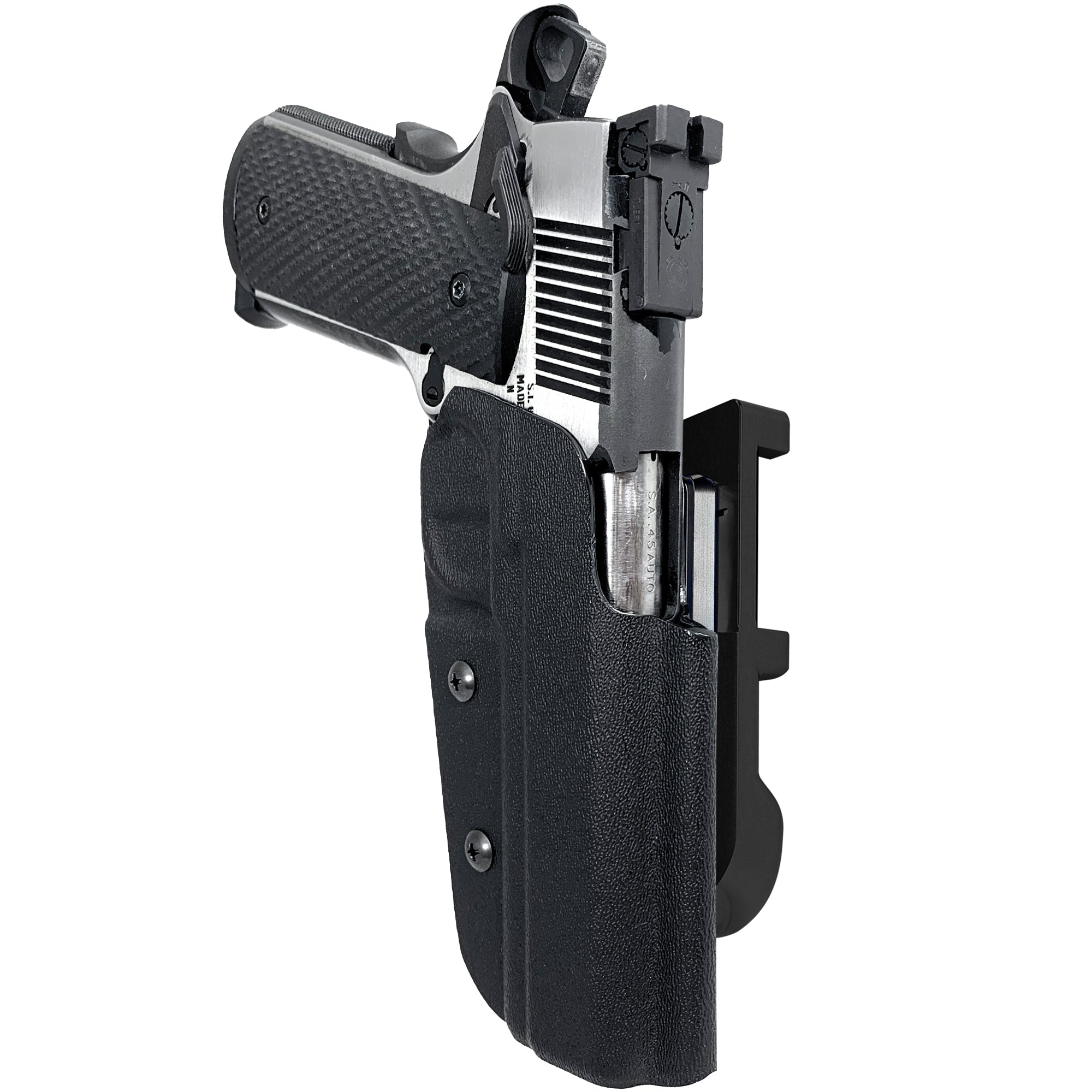 1911 5in IDPA Quick Mount Holster with Black Belt Attachment, Black Holster Shell