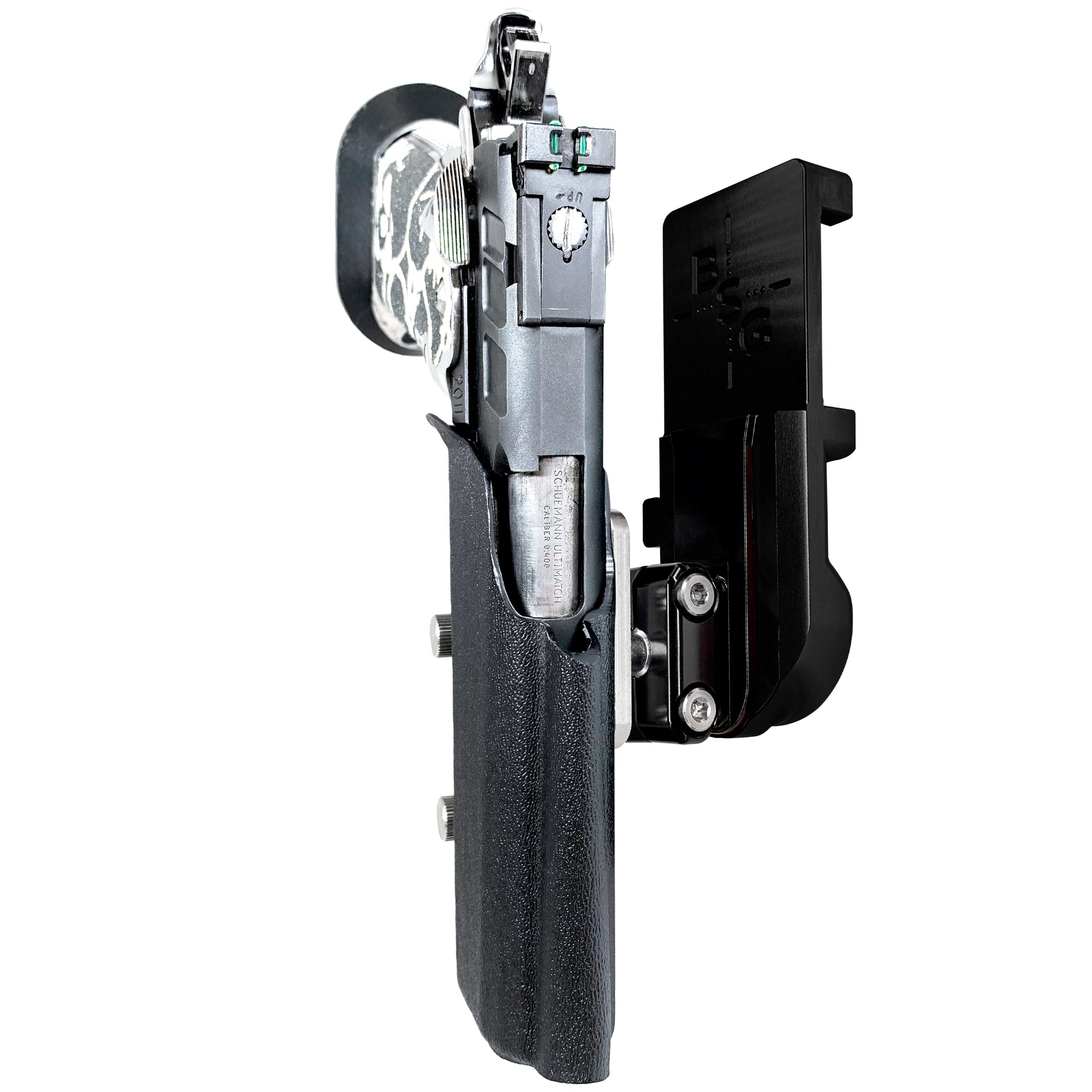 2011 5in w/ Rail IPSC/USPA Quick Mount Ball Joint Holster with Black Belt Attachment, Black Holster Shell