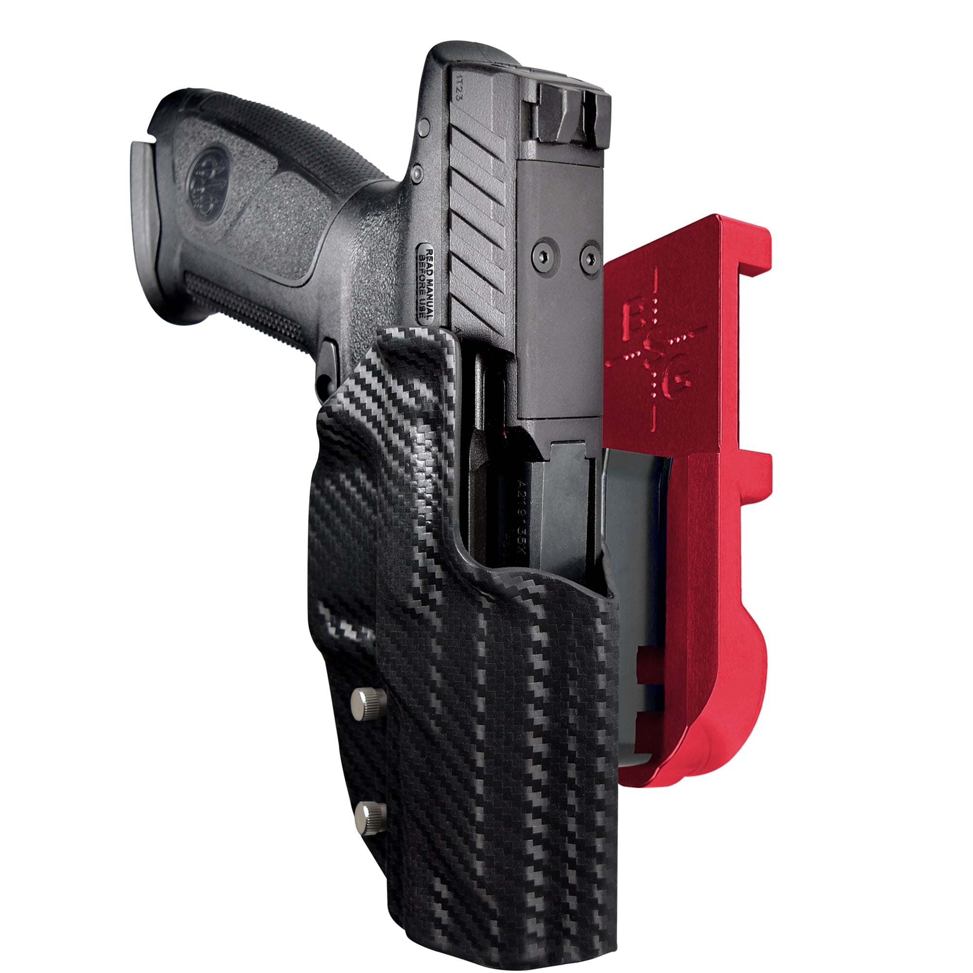 Beretta APX A1 FS IPSC/USPA Quick Mount Holster with Red Belt Attachment, Carbon Fiber Holster Shell