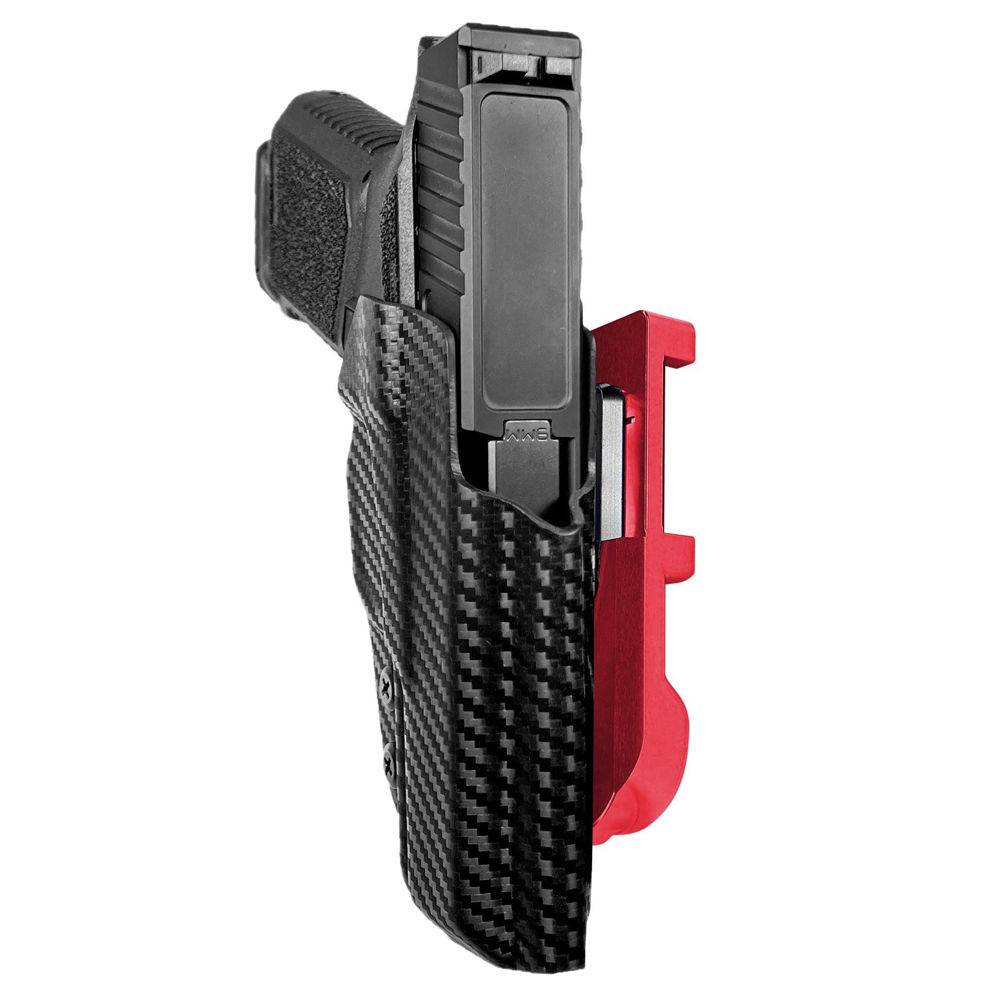 Anderson Kiger 9C IDPA Quick Mount Holster with Red Belt Attachment, Carbon Fiber Holster Shell