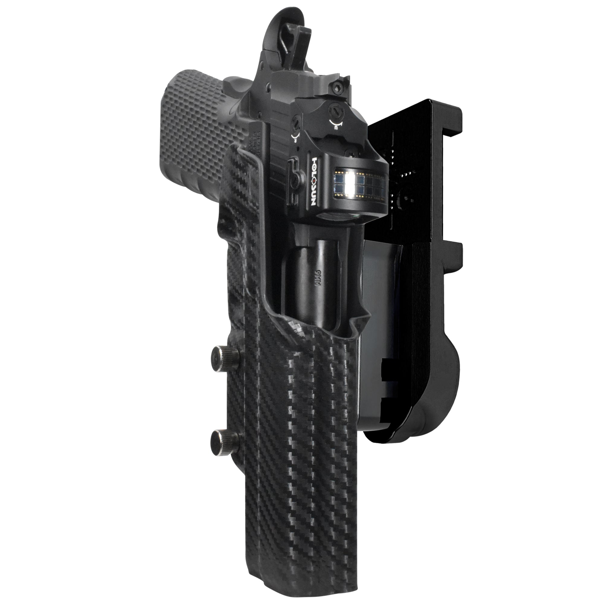 1911 Platypus IPSC/USPA Quick Mount Holster with Black Belt Attachment, Carbon Fiber Holster Shell