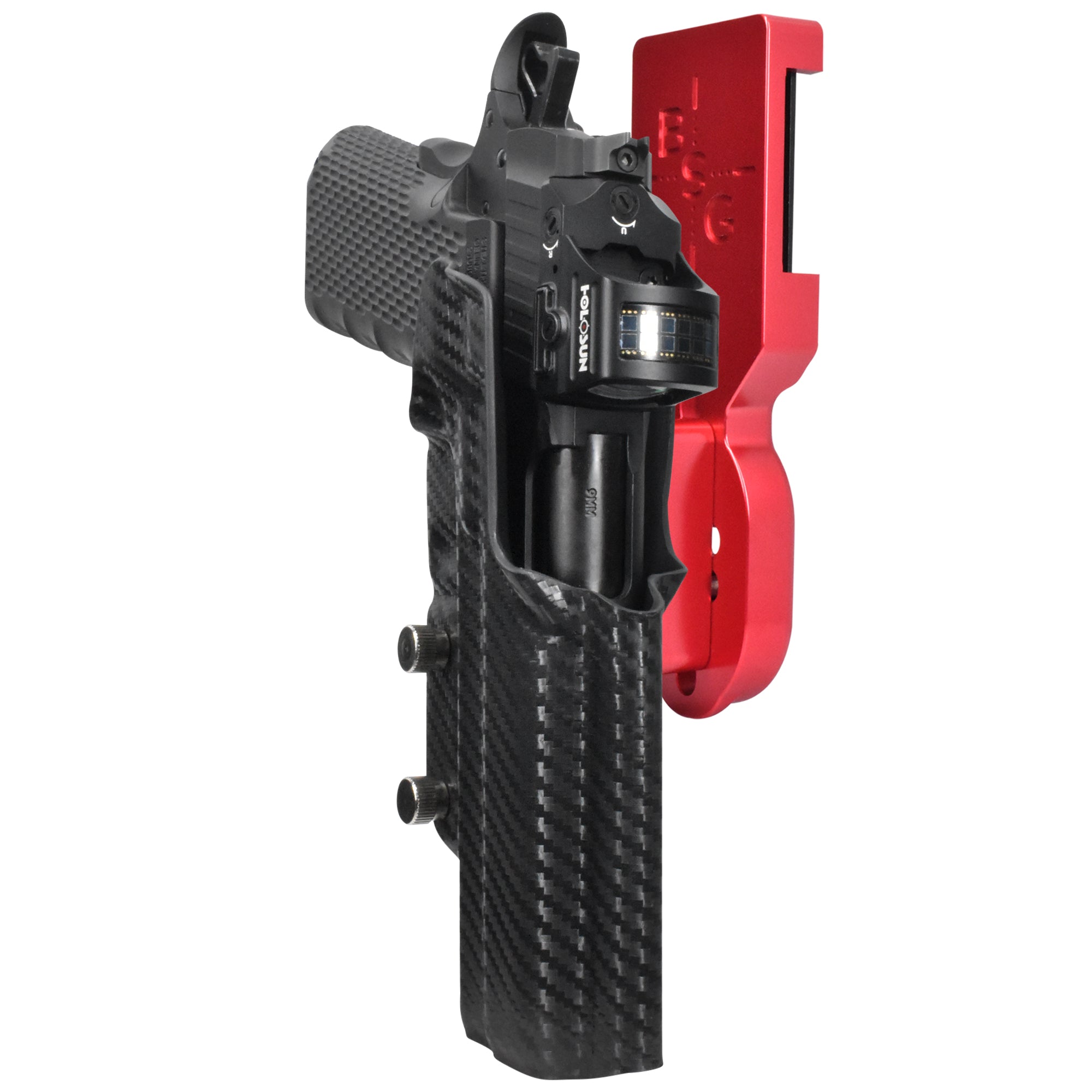 Stealth Arms 1911 Platypus Pro Heavy Duty Competition Holster in Red / Carbon Fiber