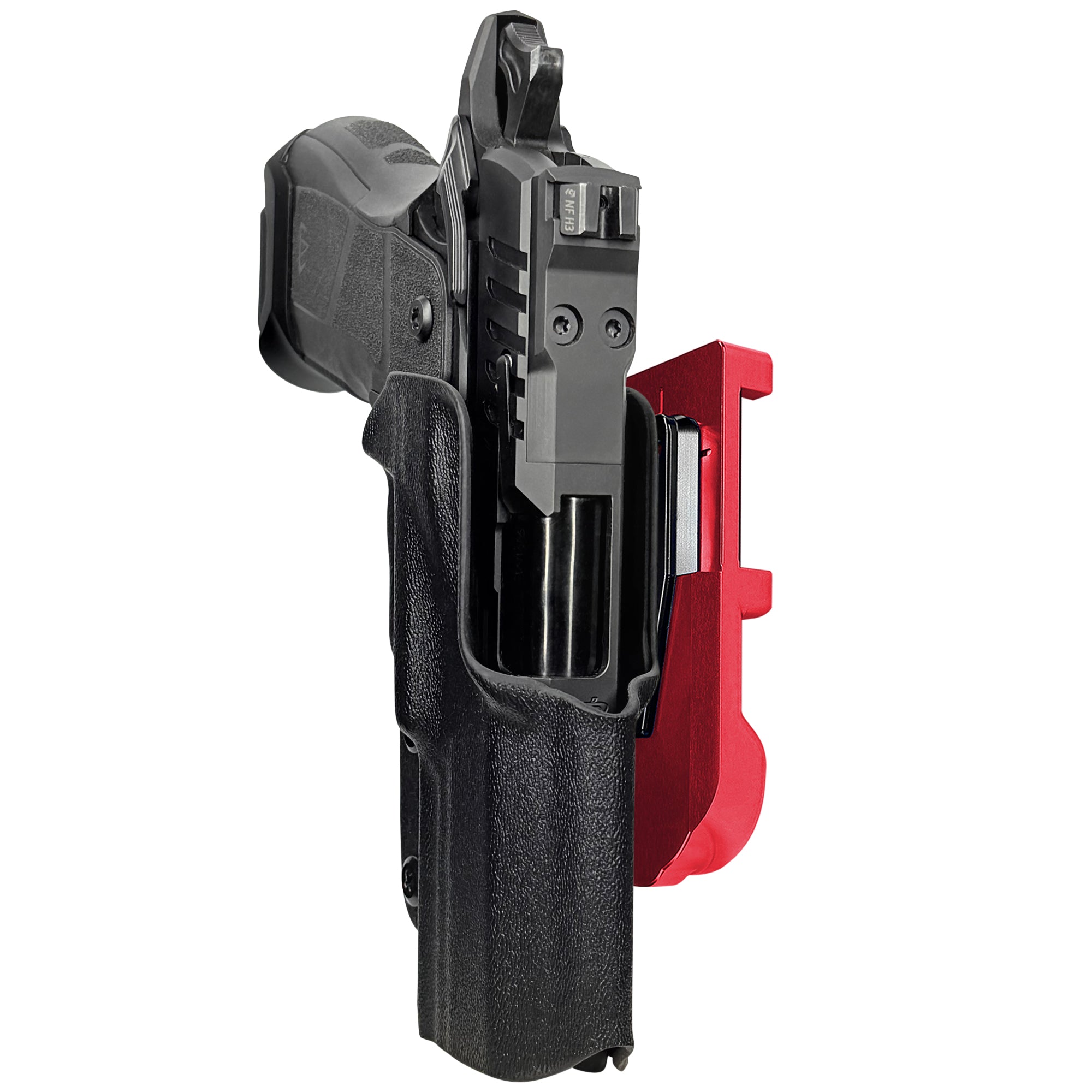 OA Defense 2311 Compact Pro Elite IDPA Quick Mount Holster with Red Belt Attachment, Black Holster Shell