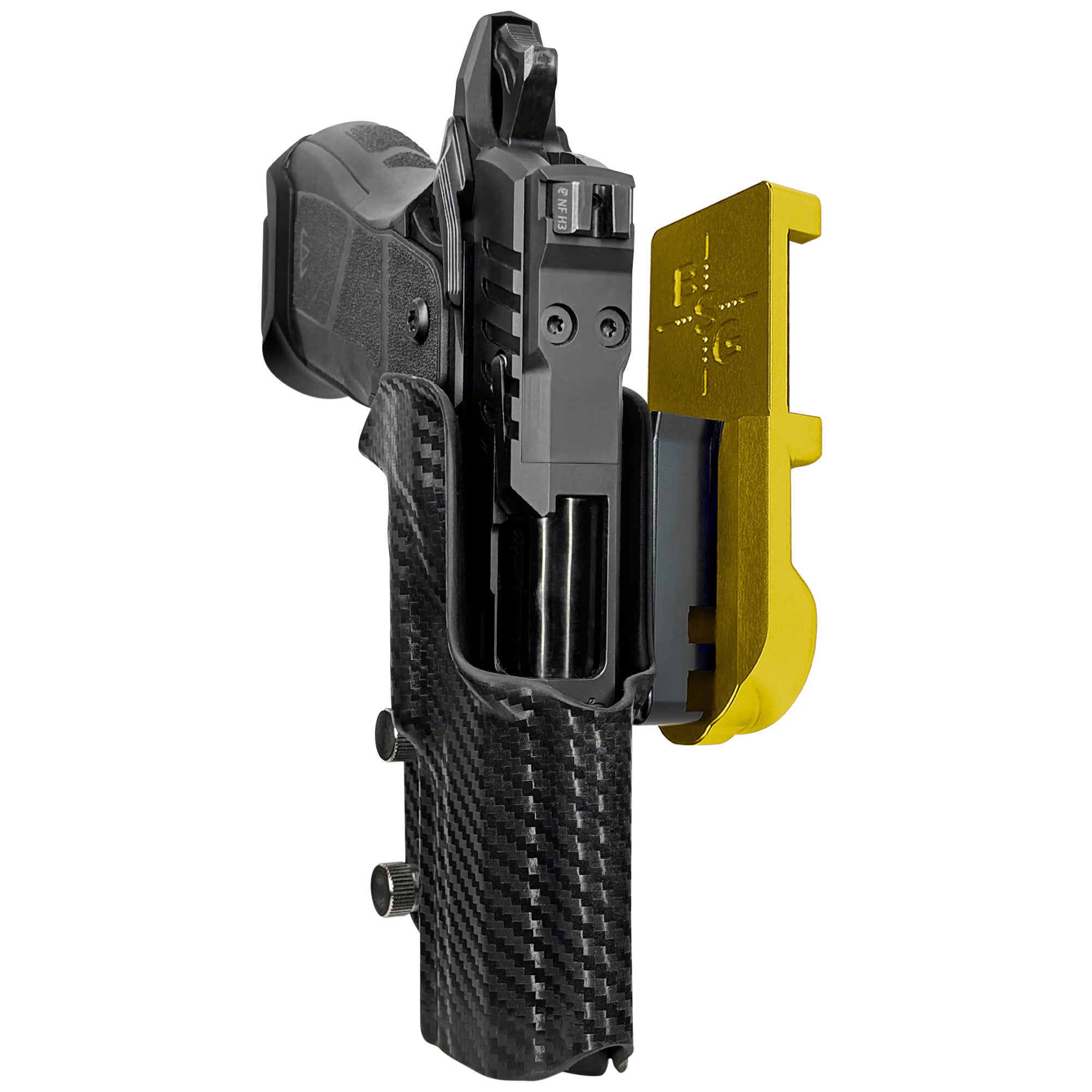 OA Defense 2311 Compact Pro Elite IPSC/USPA Quick Mount Holster with 24K Gold Belt Attachment, Carbon Fiber Holster Shell