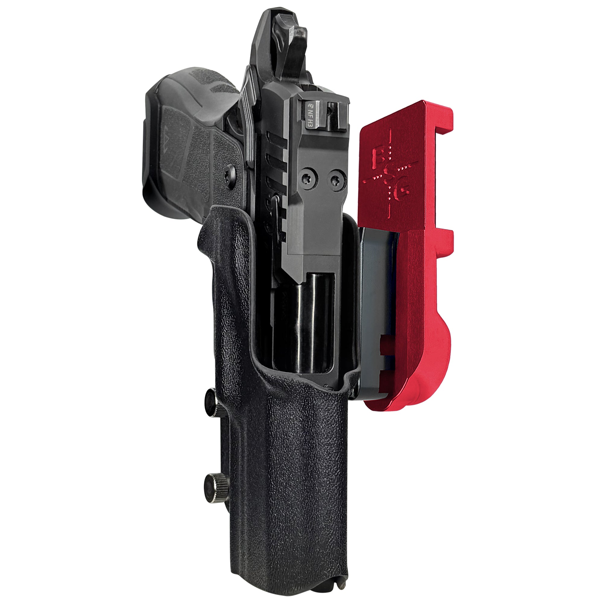 OA Defense 2311 Compact Pro Elite IPSC/USPA Quick Mount Holster with Red Belt Attachment, Black Holster Shell