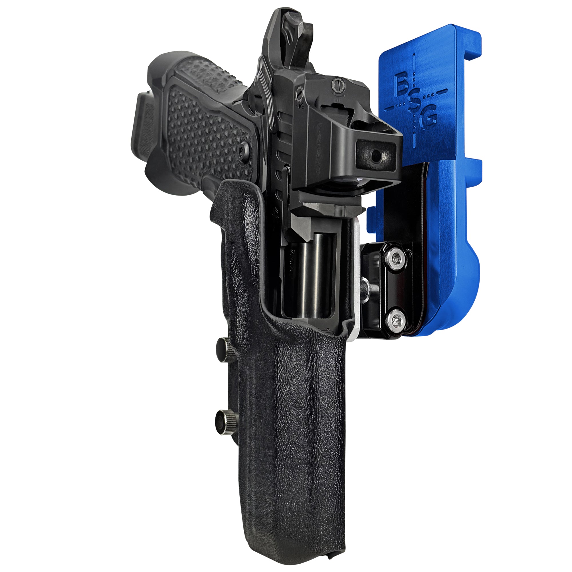 OA Defense 2311 Pro Elite IPSC/USPA Quick Mount Ball Joint Holster with Blue Belt Attachment, Black Holster Shell