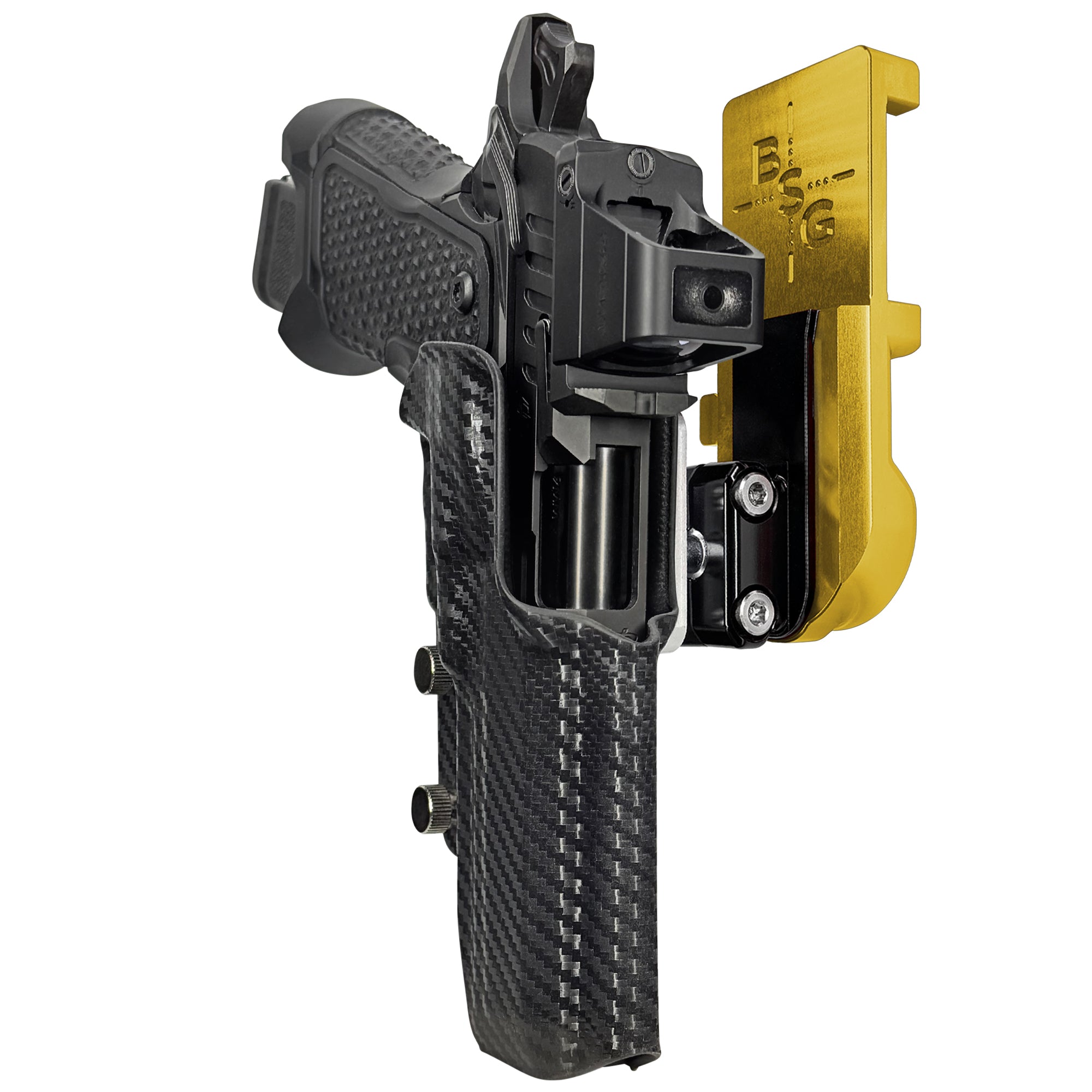 OA Defense 2311 Pro Elite IPSC/USPA Quick Mount Ball Joint Holster with 24K Gold Belt Attachment, Carbon Fiber Holster Shell