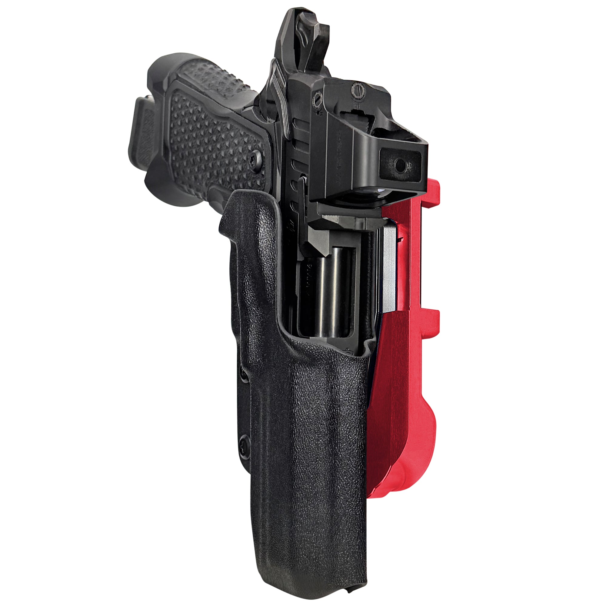 OA Defense 2311 Pro Elite IDPA Quick Mount Holster with Red Belt Attachment, Black Holster Shell