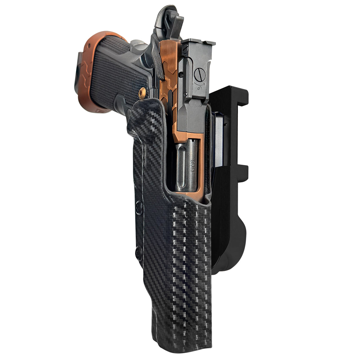 Kimber 2K11 Tapered Trigger Guard IDPA Quick Mount Holster with Black Belt Attachment, Carbon Fiber Holster Shell