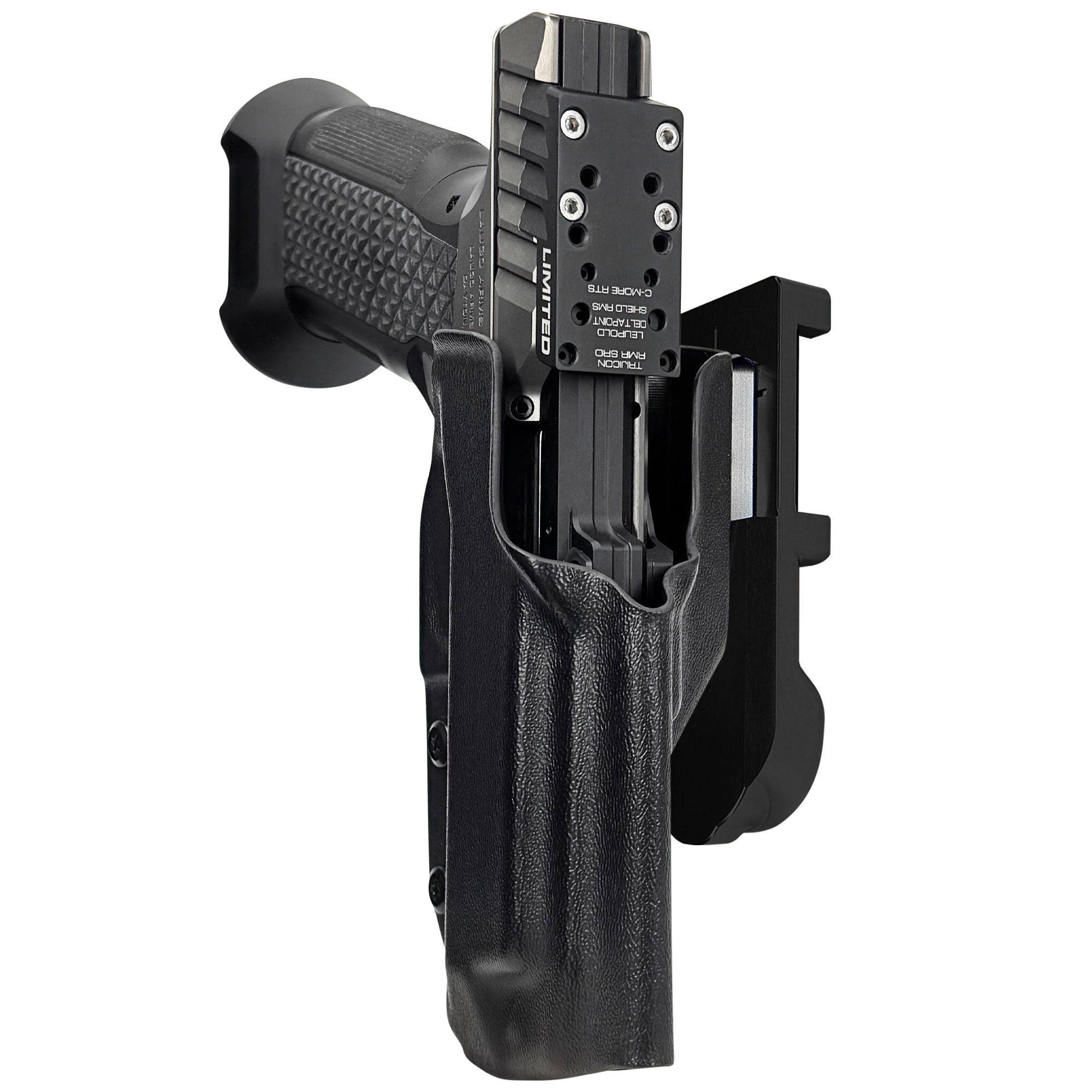 Laugo Arms Alien Creator Limited Optics IDPA Quick Mount Holster with Black Belt Attachment, Black Holster Shell