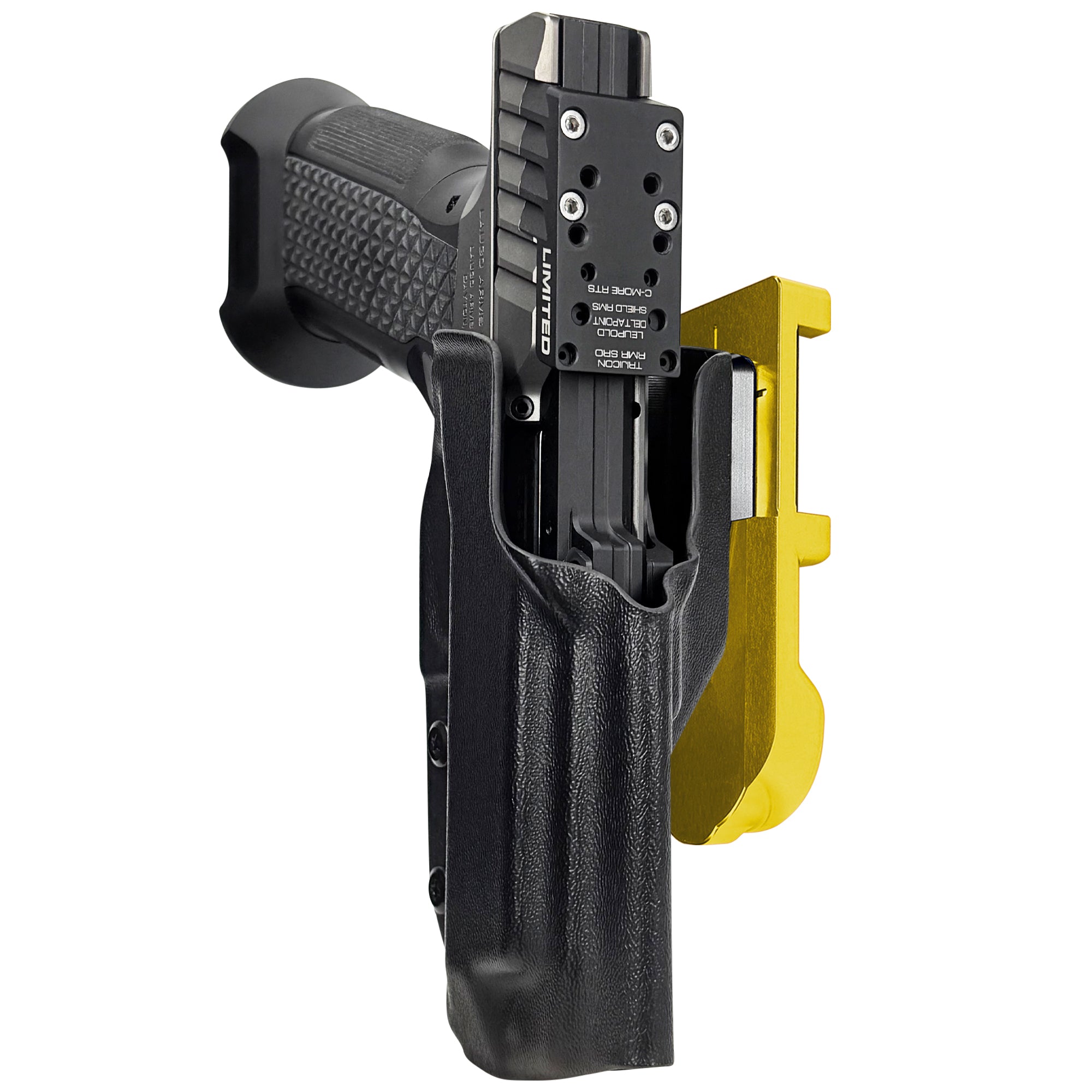 Laugo Arms Alien Creator Limited Optics IDPA Quick Mount Holster with Black Belt Attachment, Black Holster Shell