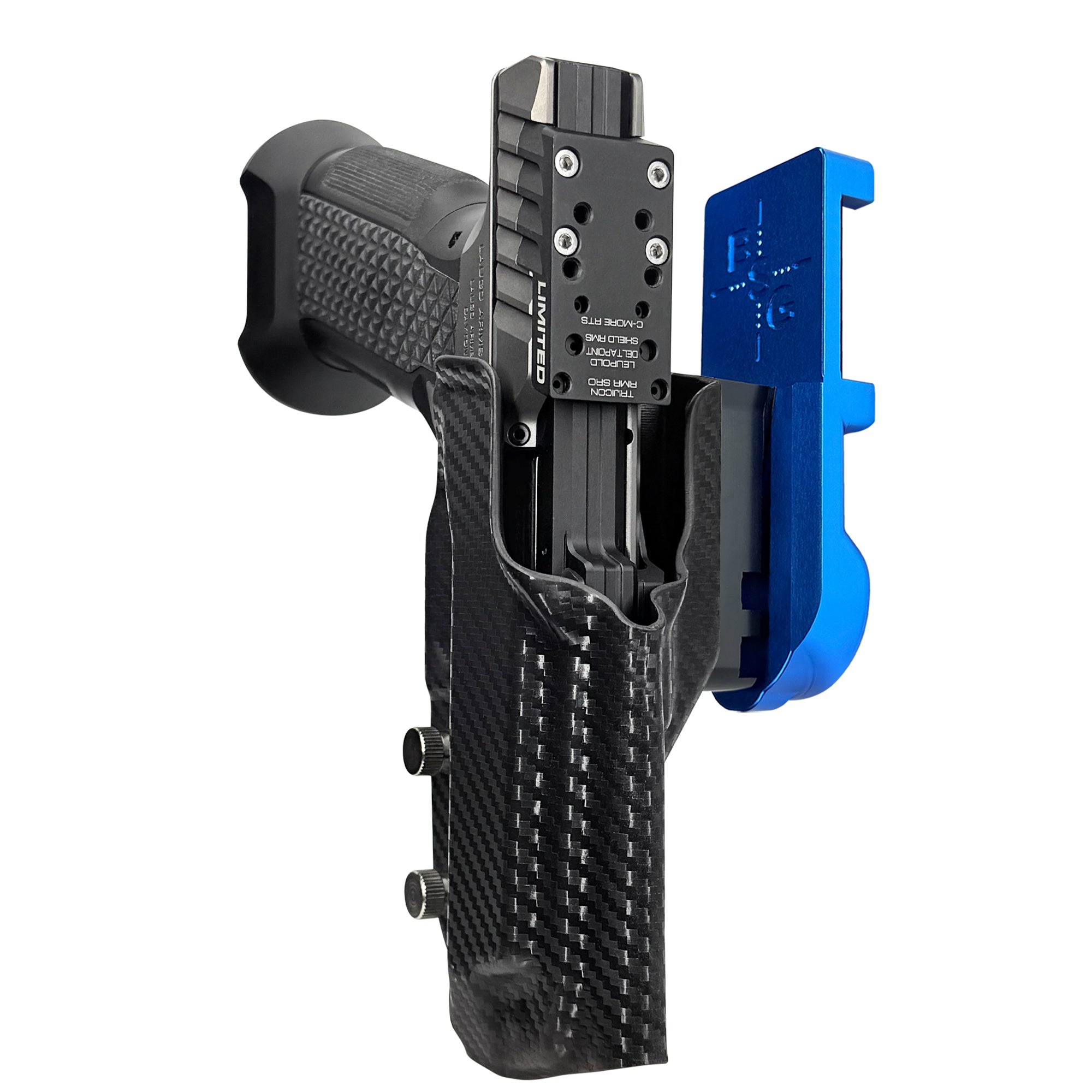 Laugo Arms Alien Creator Limited Optics IPSC/USPA Quick Mount Holster with Black Belt Attachment, Black Holster Shell