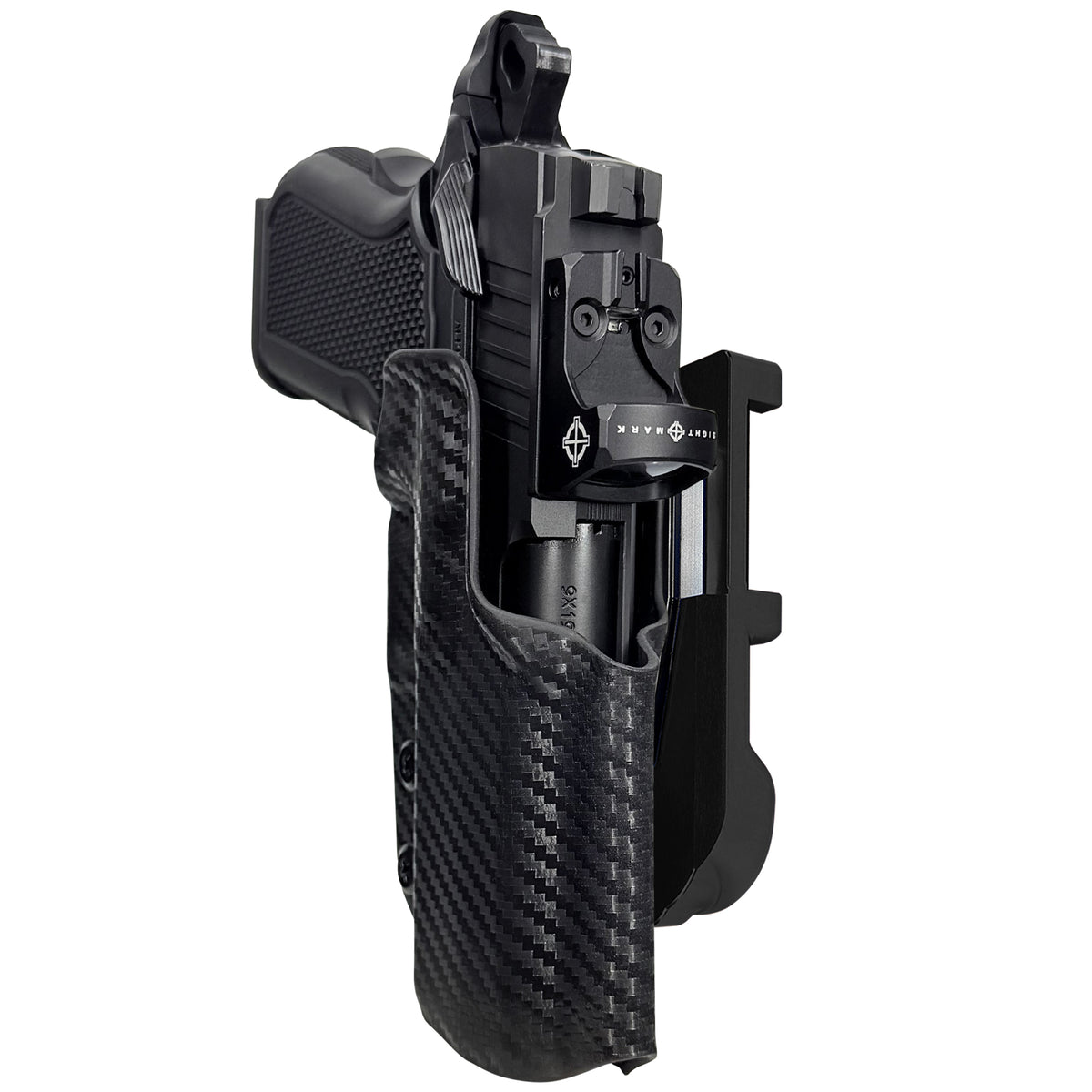 Alpha Foxtrot Attila IDPA Quick Mount Holster with Black Belt Attachment, Carbon Fiber Holster Shell