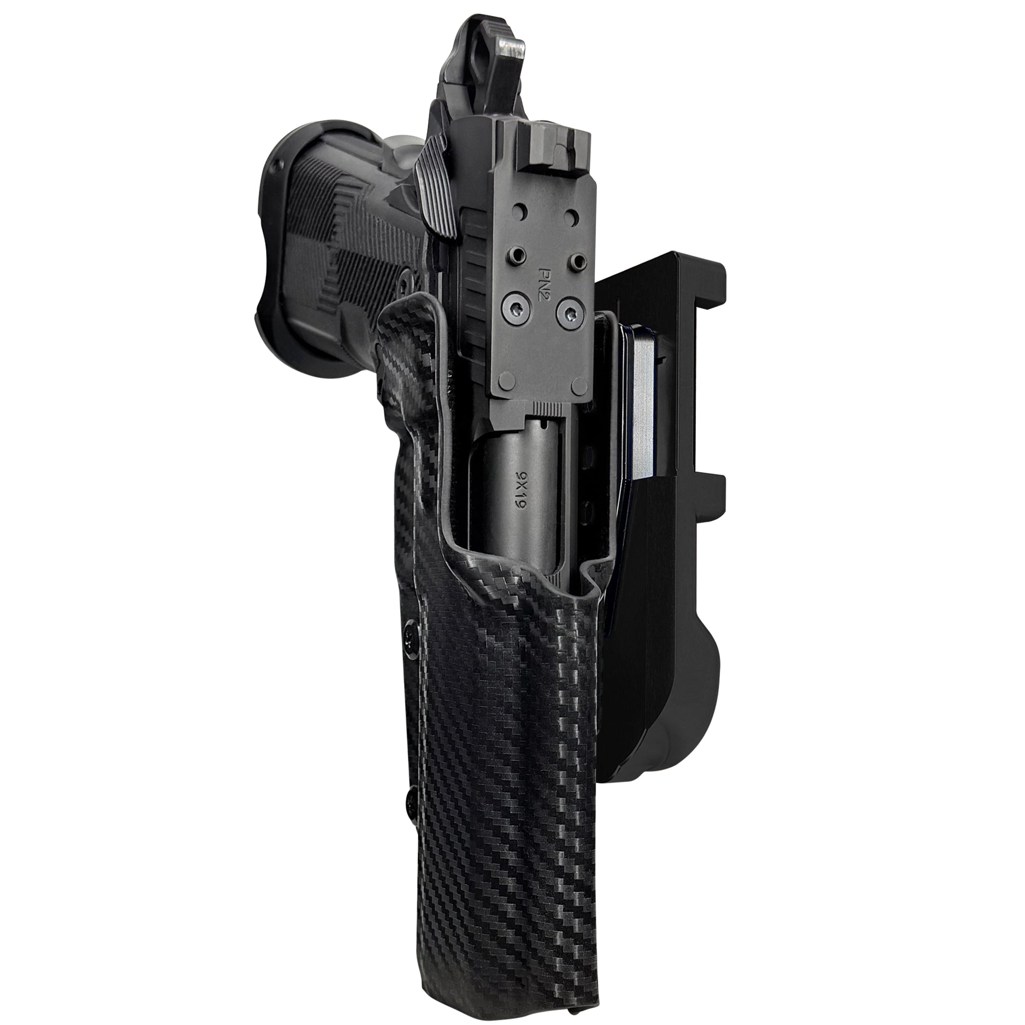 AF Romulus 4.25'' Comp IDPA Quick Mount Holster with Black Belt Attachment, Carbon Fiber Holster Shell