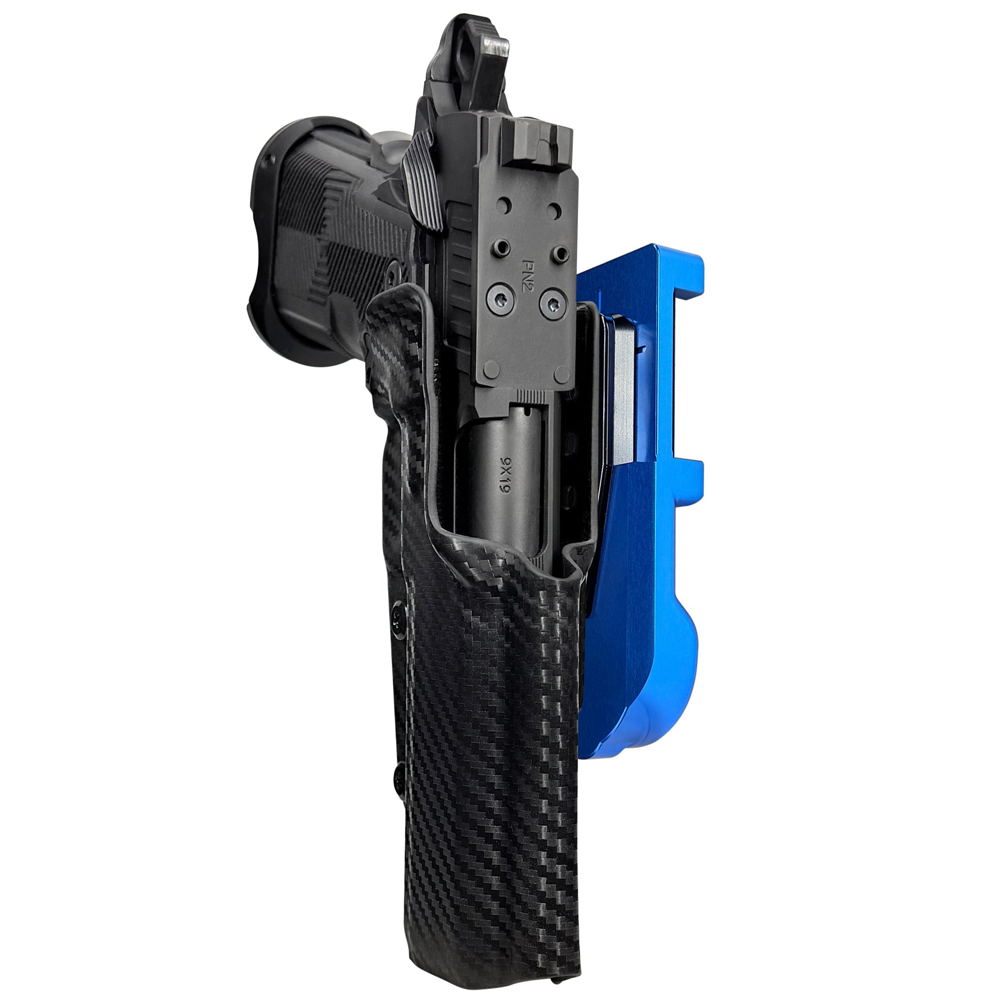 AF Romulus 4.25'' Comp IDPA Quick Mount Holster with Blue Belt Attachment, Carbon Fiber Holster Shell