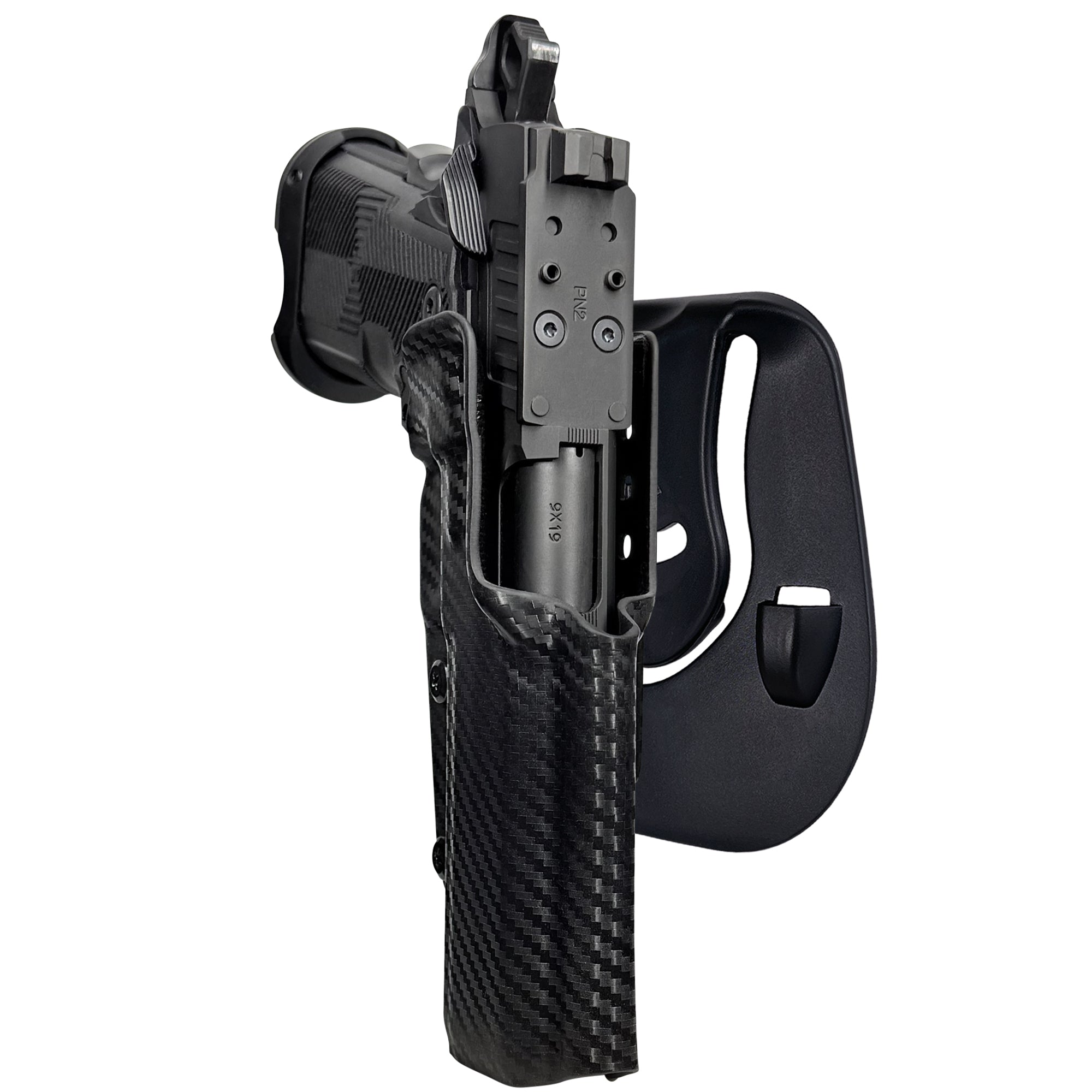 AF Romulus 4.25'' Comp OWB Paddle Holster in Carbon Fiber