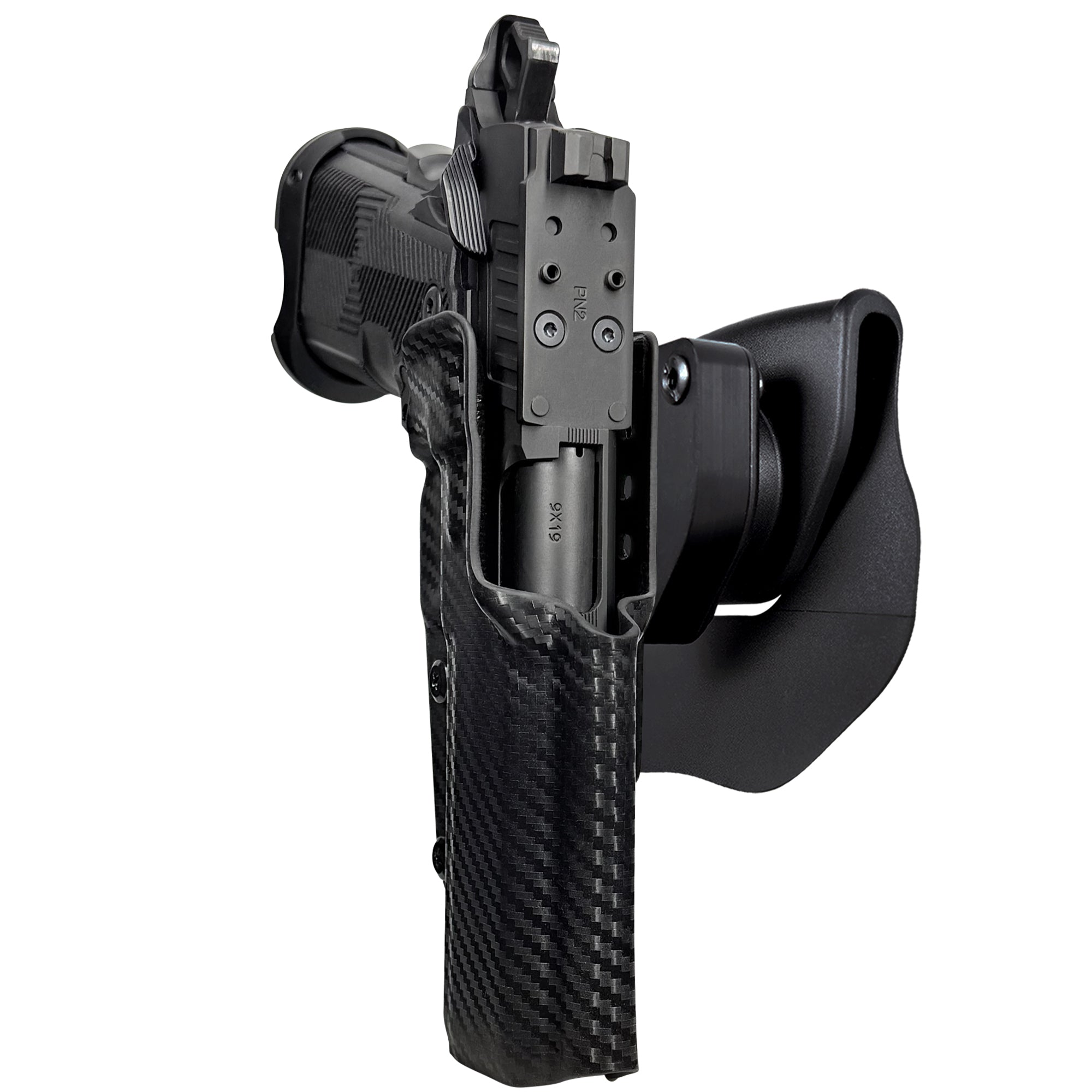 AF Romulus 4.25'' Comp OWB Quick Release Paddle Holster in Carbon Fiber