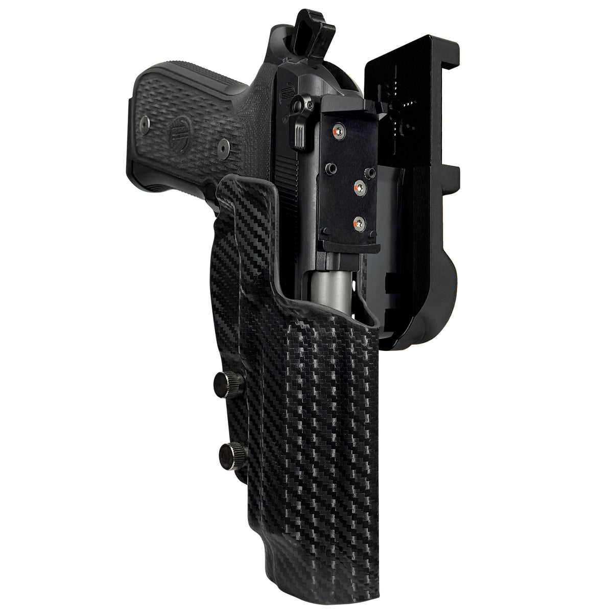 Beretta 92G Elite LTT IPSC/USPSA Quick Mount Holster with Black Belt Attachment, Carbon Fiber Holster Shell