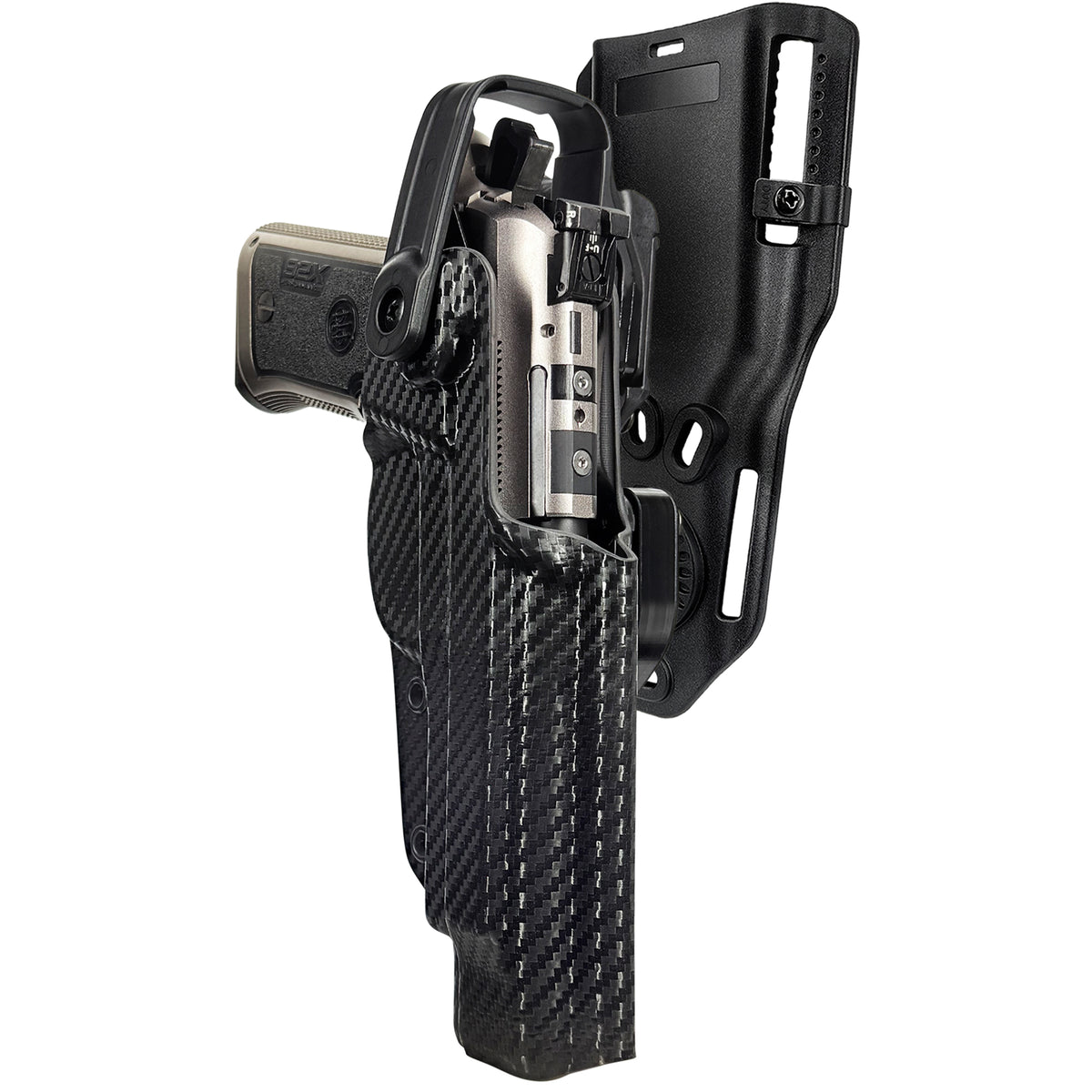Level II Duty Drop and Offset Holster for Beretta 92X Performance in Carbon Fiber