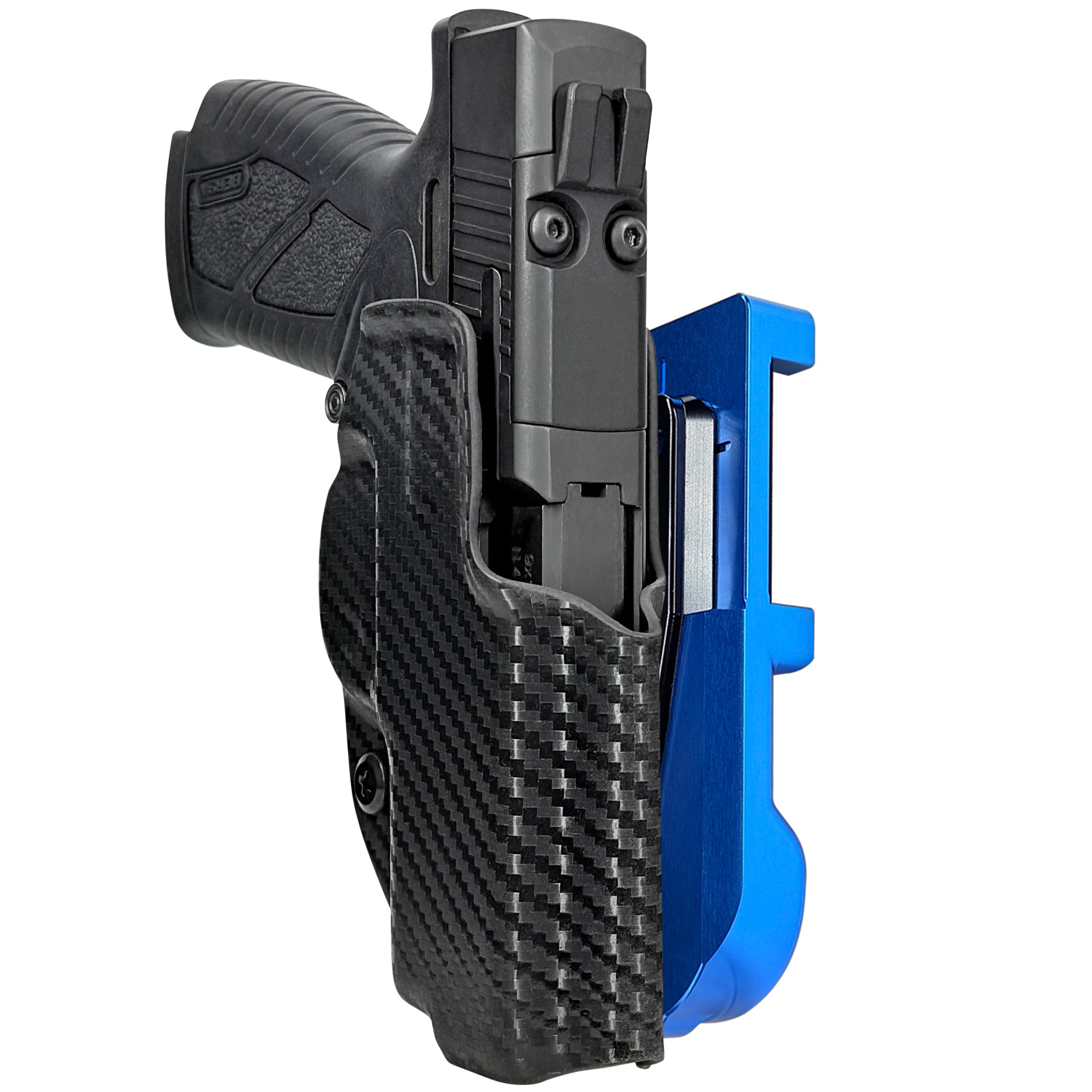 Bersa BP9CC IDPA Quick Mount Holster with Blue Belt Attachment, Carbon Fiber Holster Shell