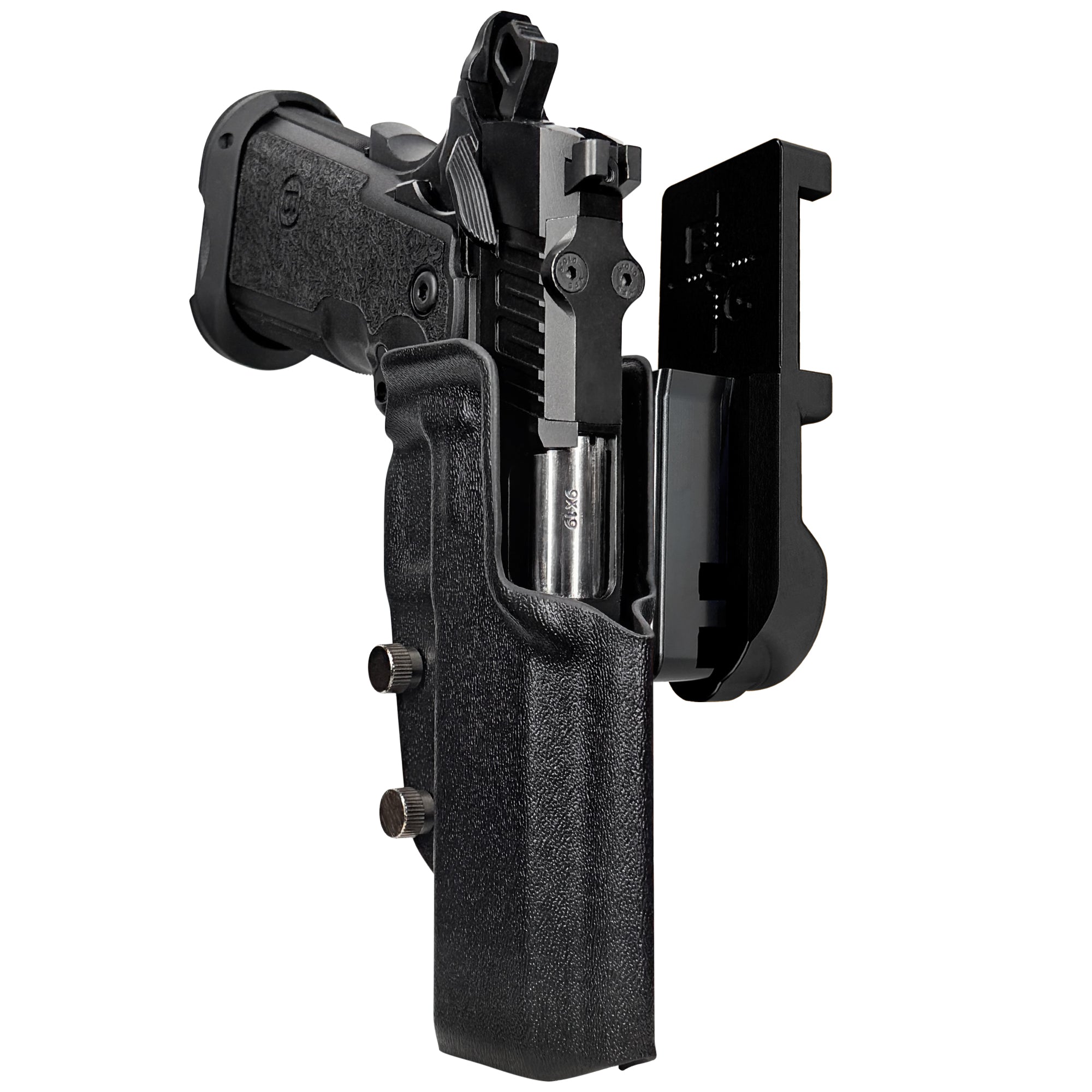 Bersa M2XI IPSC/USPA Quick Mount Holster with Black Belt Attachment, Black Holster Shell