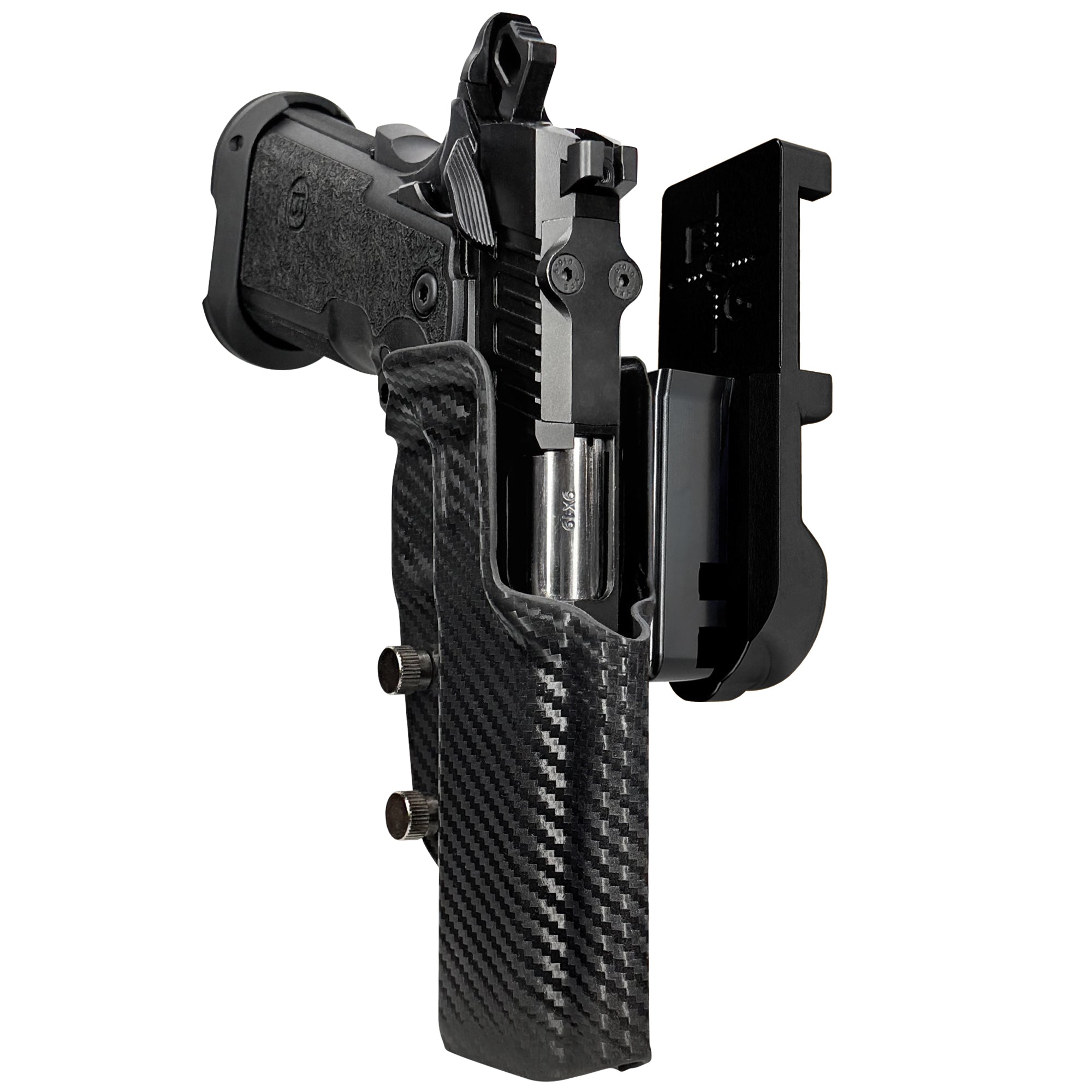 Bersa M2XI IPSC/USPA Quick Mount Holster with Black Belt Attachment, Carbon Fiber Holster Shell