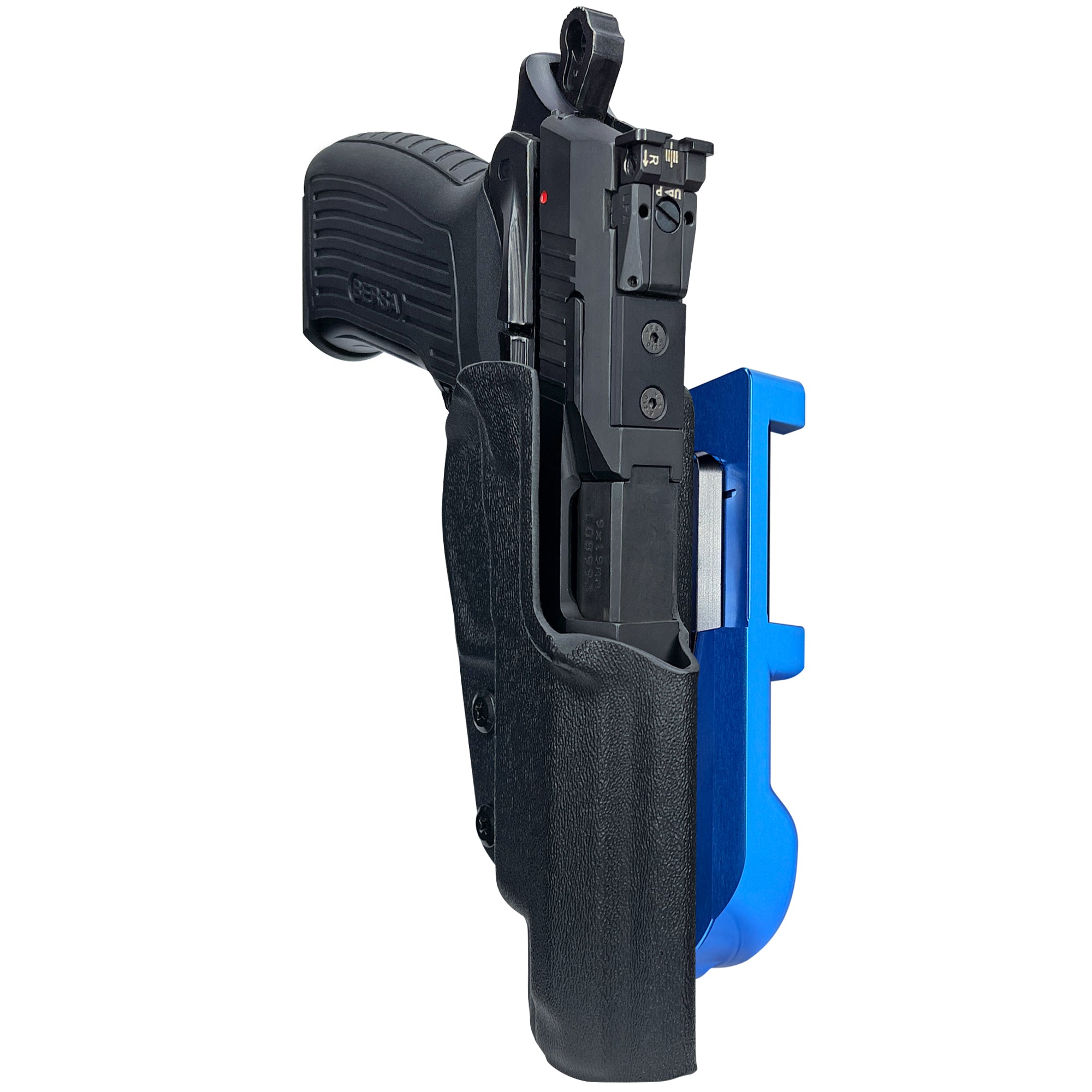 Bersa TPR9 XT IDPA Quick Mount Holster with Blue Belt Attachment, Black Holster Shell