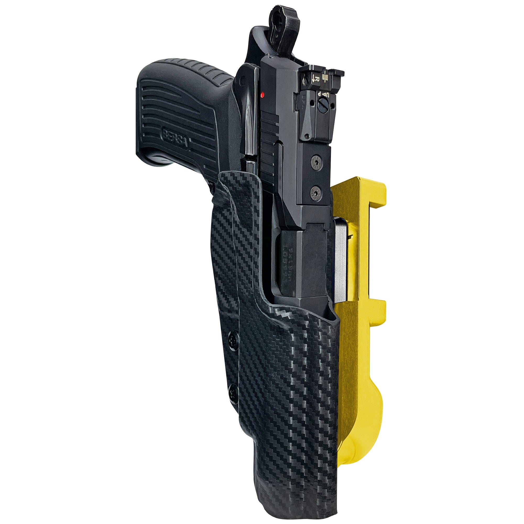 Bersa TPR9 XT IDPA Quick Mount Holster with 24K Gold Belt Attachment, Carbon Fiber Holster Shell