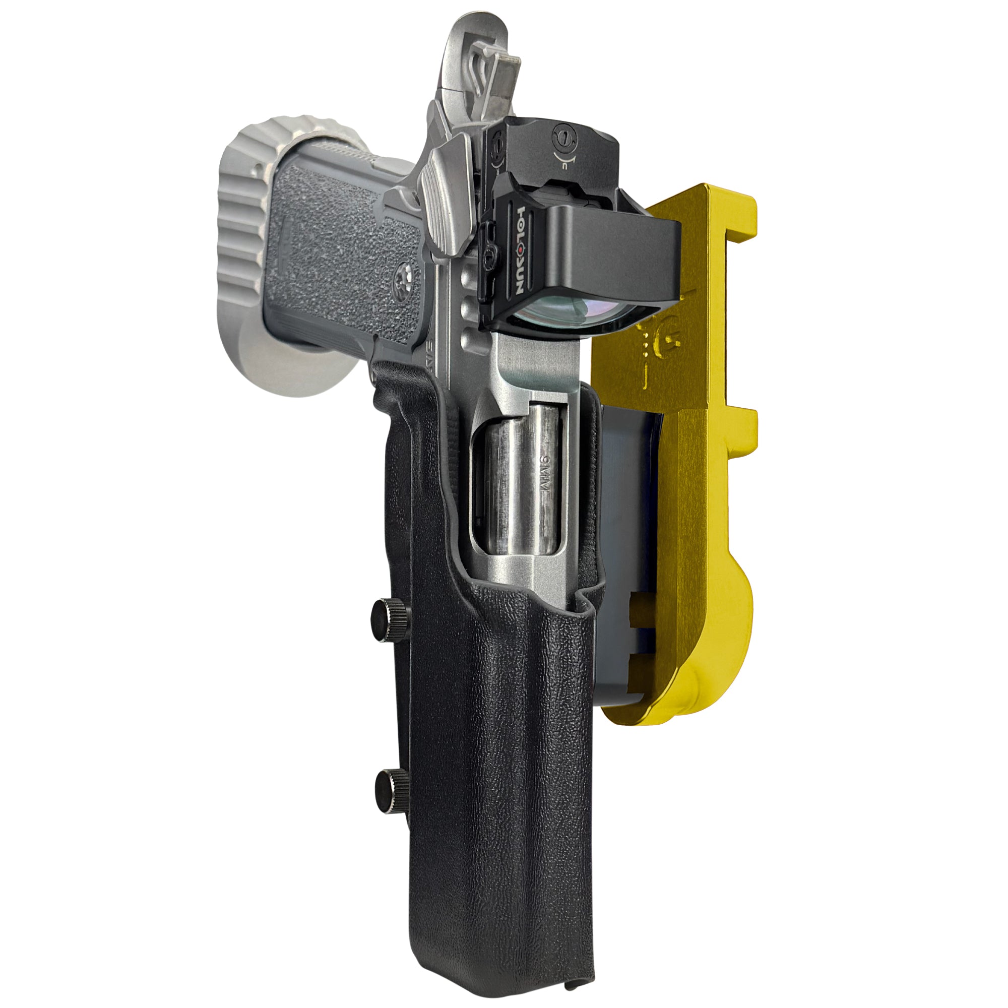 Bul Armory Blaze IPSC/USPA Quick Mount Holster with 24K Gold Belt Attachment, Black Holster Shell