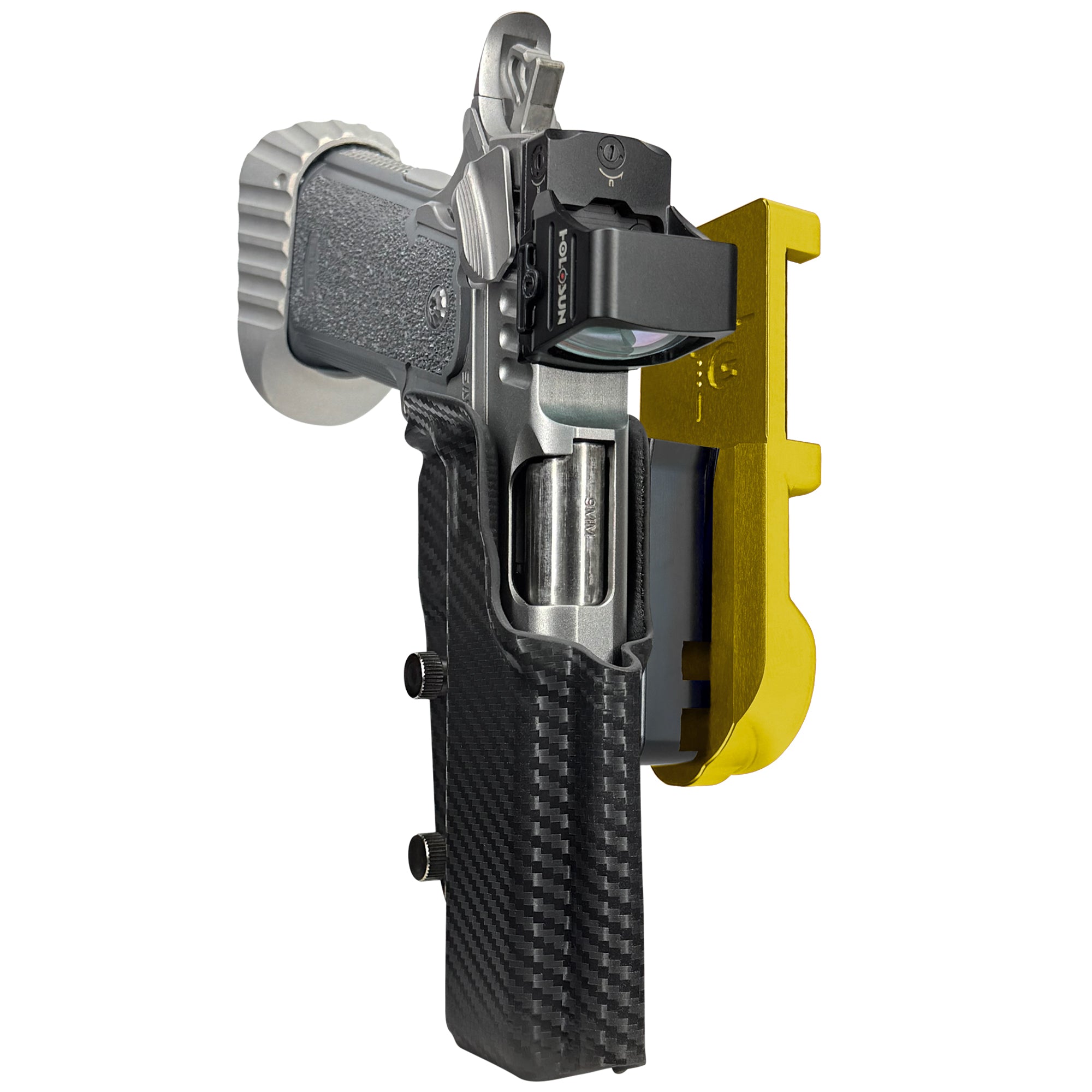 Bul Armory Blaze IPSC/USPA Quick Mount Holster with 24K Gold Belt Attachment, Carbon Fiber Holster Shell