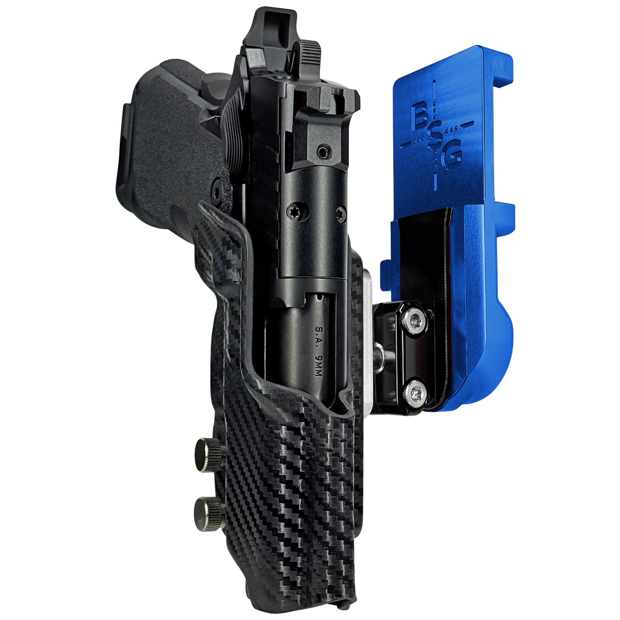 Springfield Prodigy 3.5'' IPSC/USPA Quick Mount Ball Joint Holster with Blue Belt Attachment, Carbon Fiber Holster Shell
