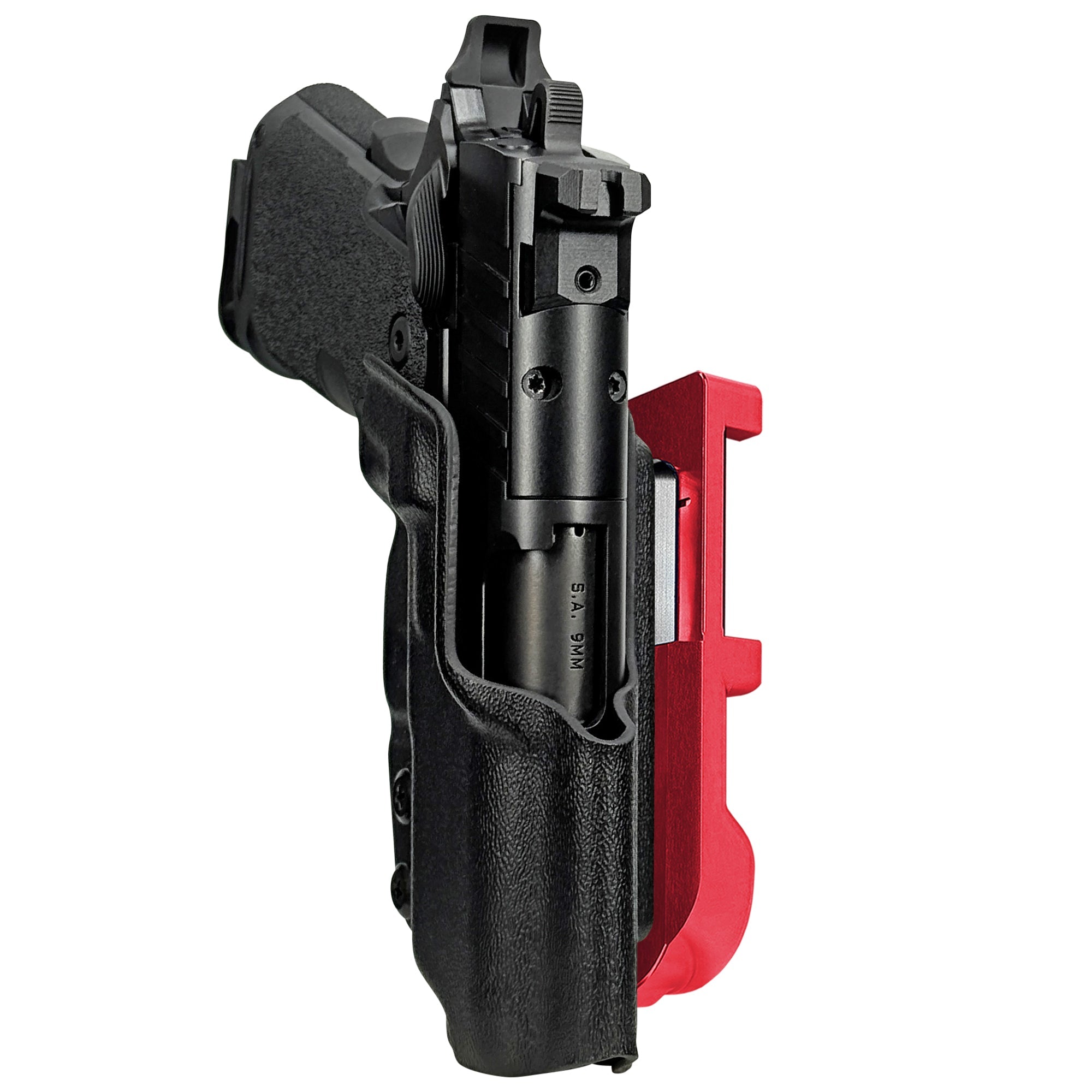 Springfield Prodigy 3.5'' IDPA Quick Mount Holster with Red Belt Attachment, Black Holster Shell