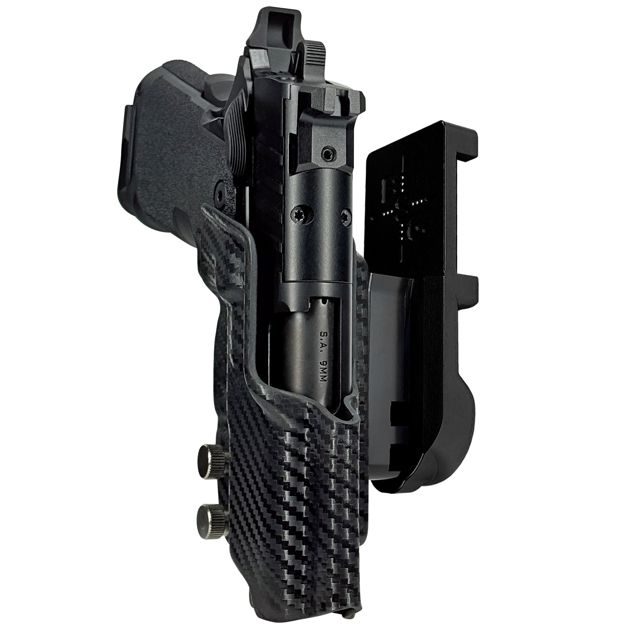 Springfield Prodigy 3.5'' IPSC/USPA Quick Mount Holster with Black Belt Attachment, Carbon Fiber Holster Shell