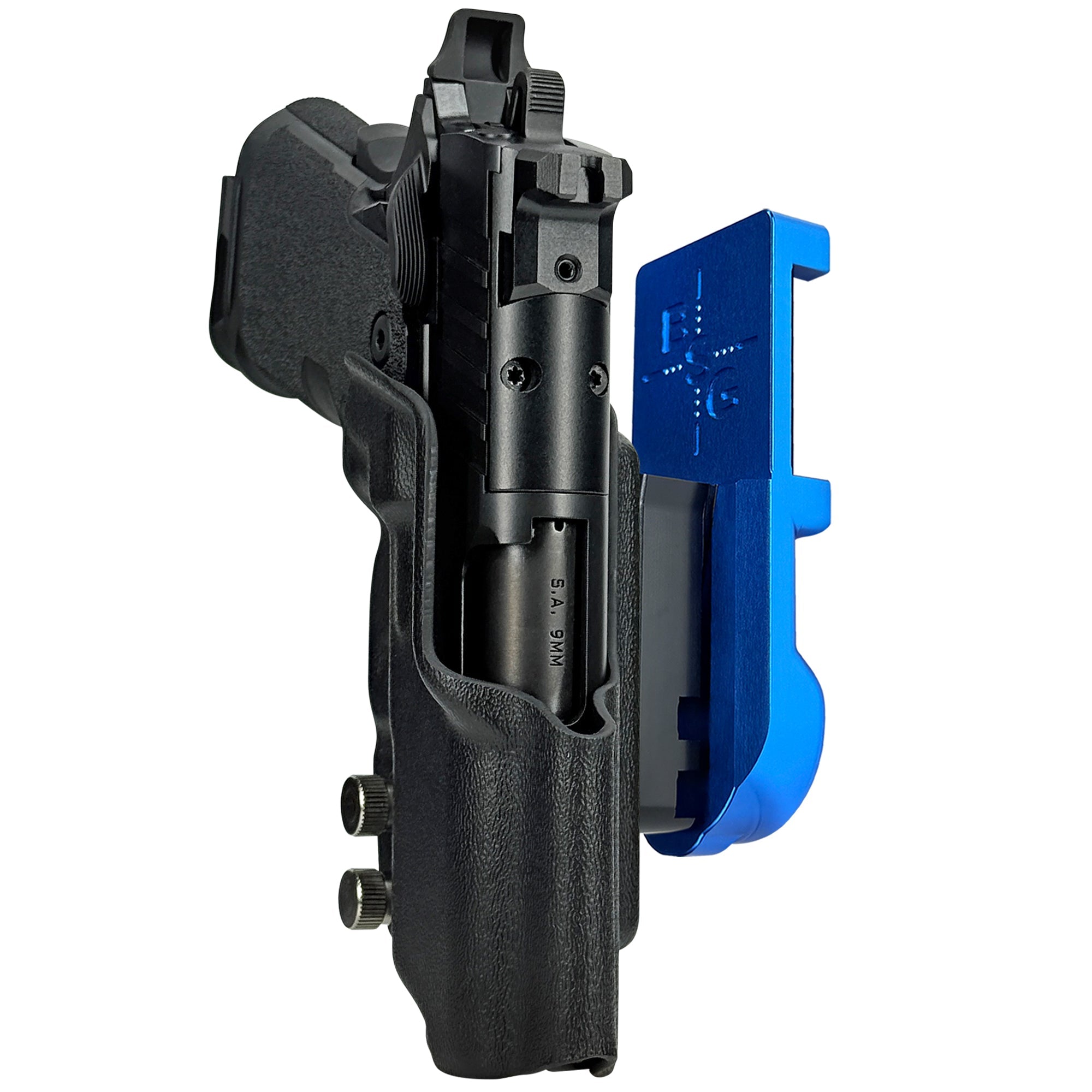 Springfield Prodigy 3.5'' IPSC/USPA Quick Mount Holster with Blue Belt Attachment, Black Holster Shell
