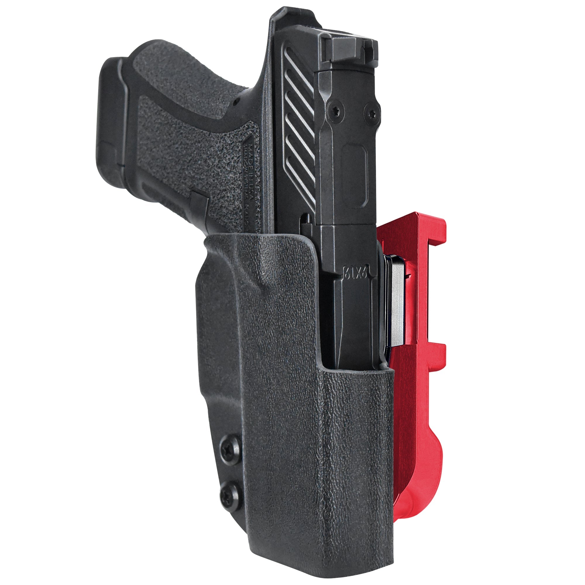 Shadow Systems CR920 Combat IDPA Quick Mount Holster with Red Belt Attachment, Black Holster Shell