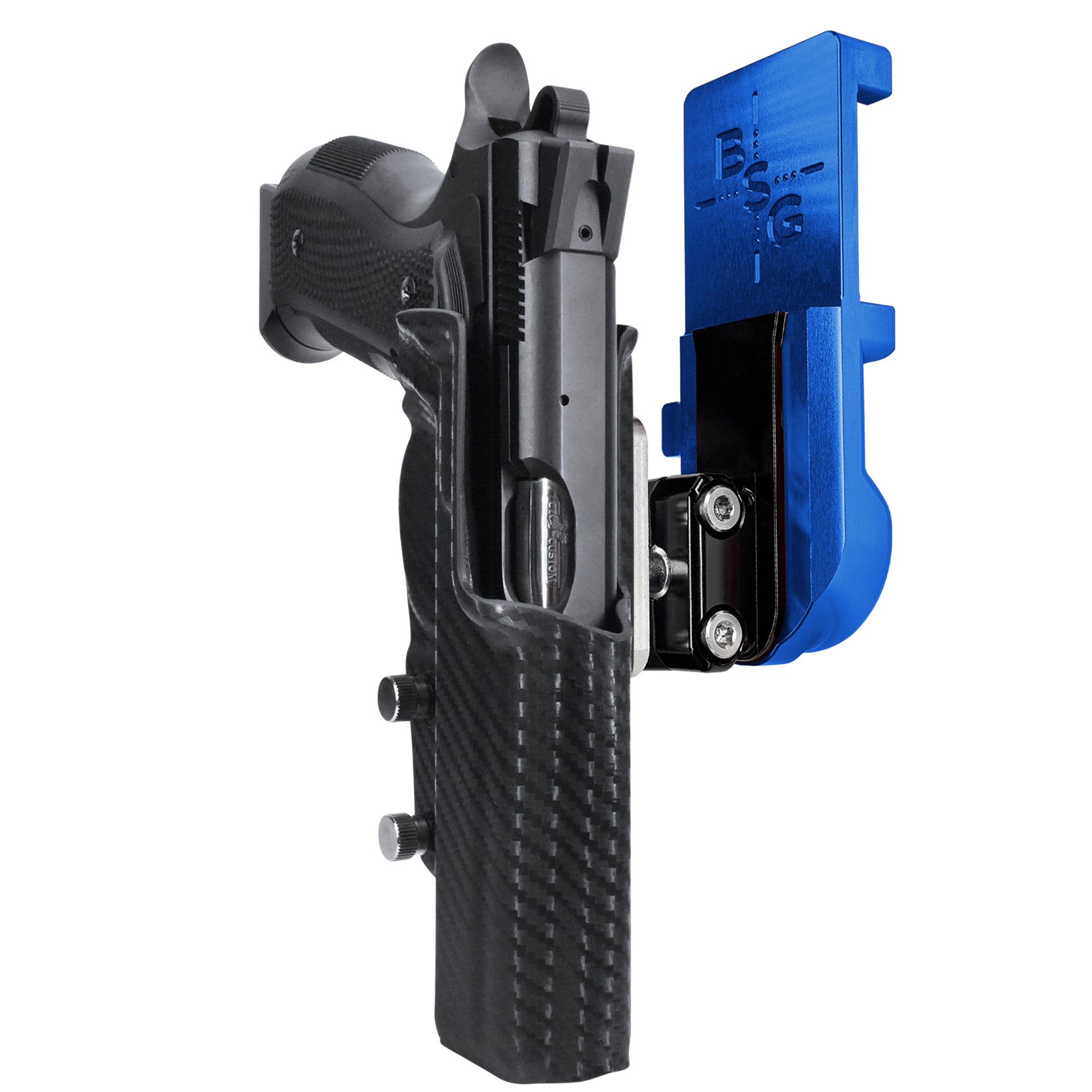 CZ A01-LD IPSC/USPA Quick Mount Ball Joint Holster with Blue Belt Attachment, Carbon Fiber Holster Shell