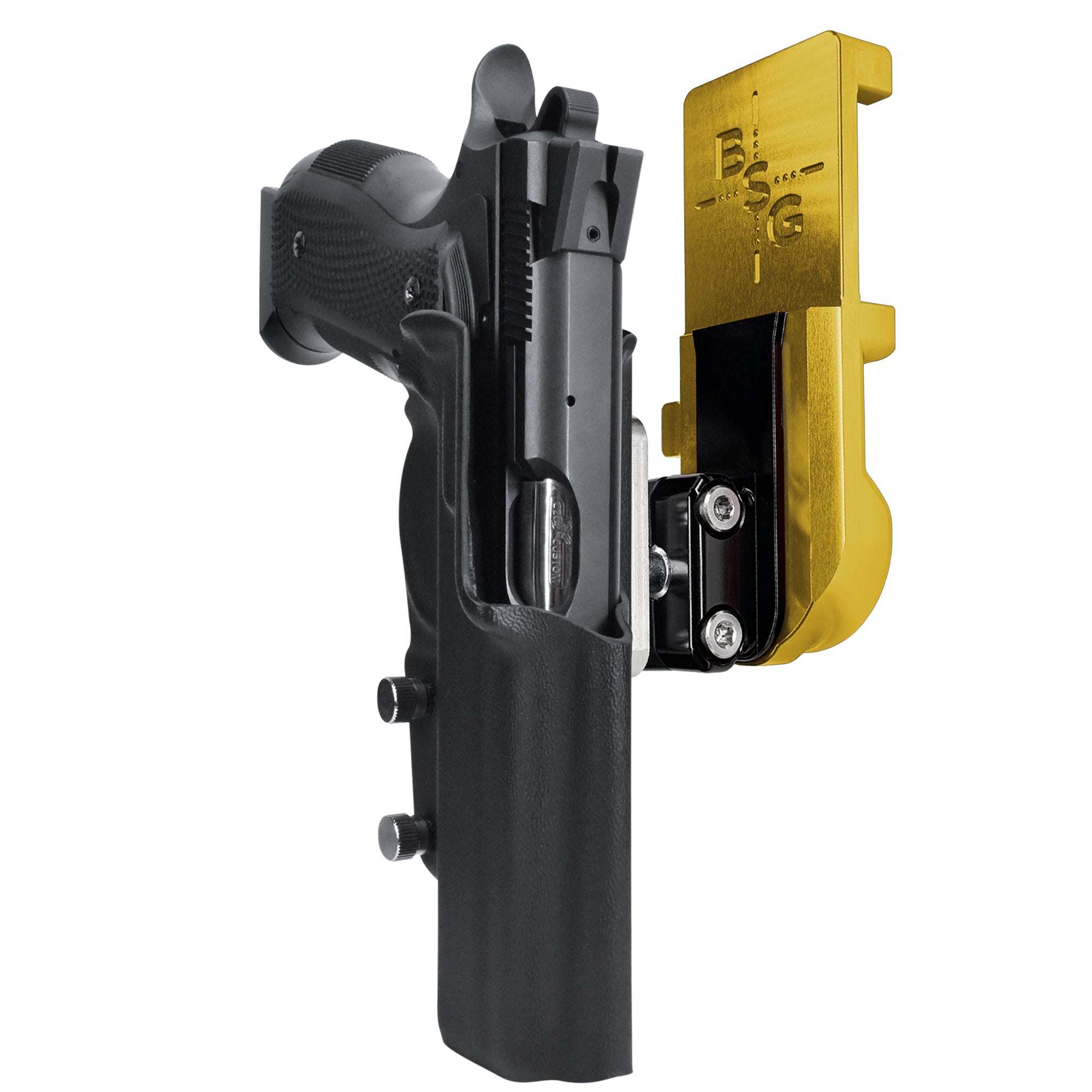 CZ A01-LD IPSC/USPA Quick Mount Ball Joint Holster with 24K Gold Belt Attachment, Black Holster Shell