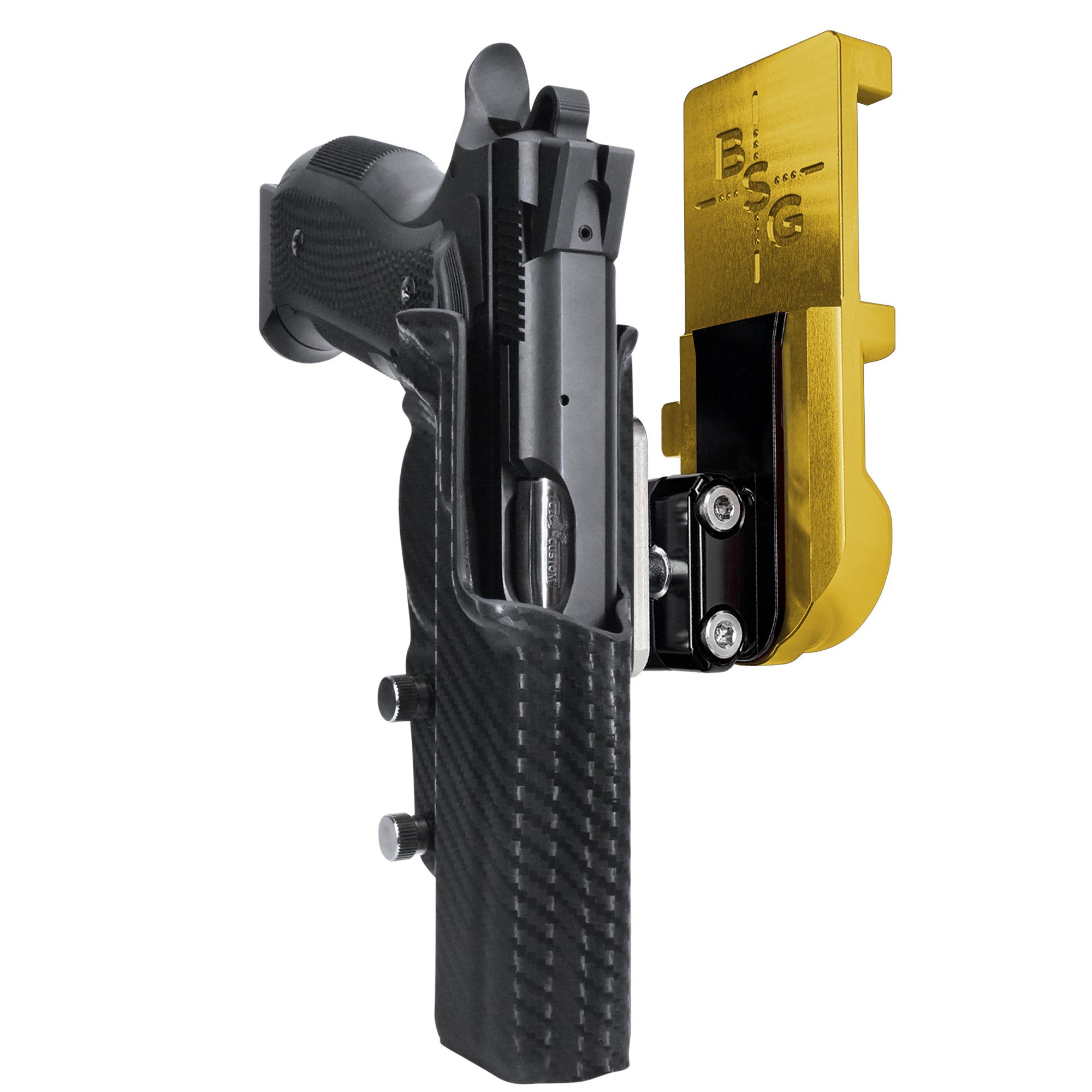 CZ A01-LD IPSC/USPA Quick Mount Ball Joint Holster with 24K Gold Belt Attachment, Carbon Fiber Holster Shell