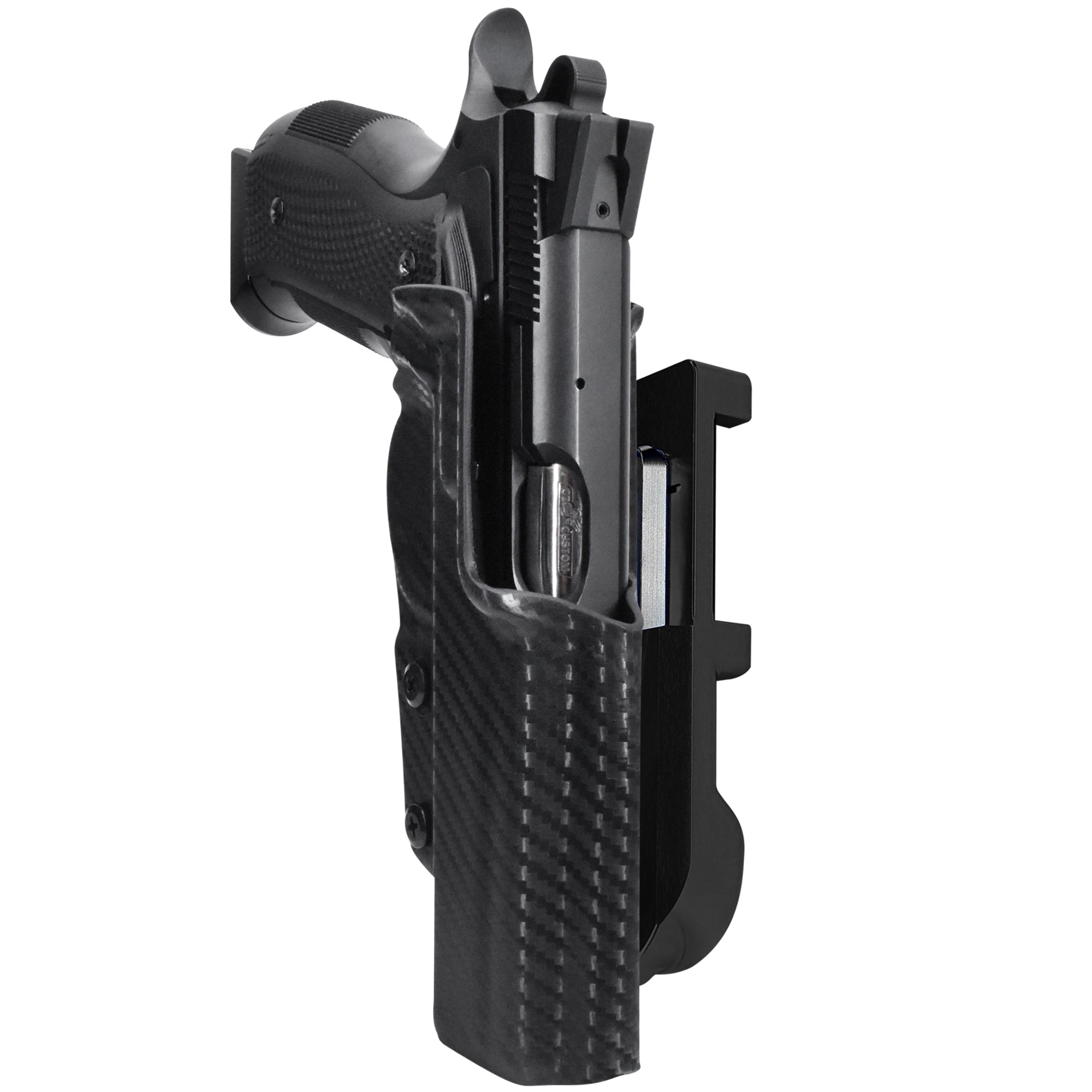 CZ A01-LD IDPA Quick Mount Holster with Black Belt Attachment, Carbon Fiber Holster Shell