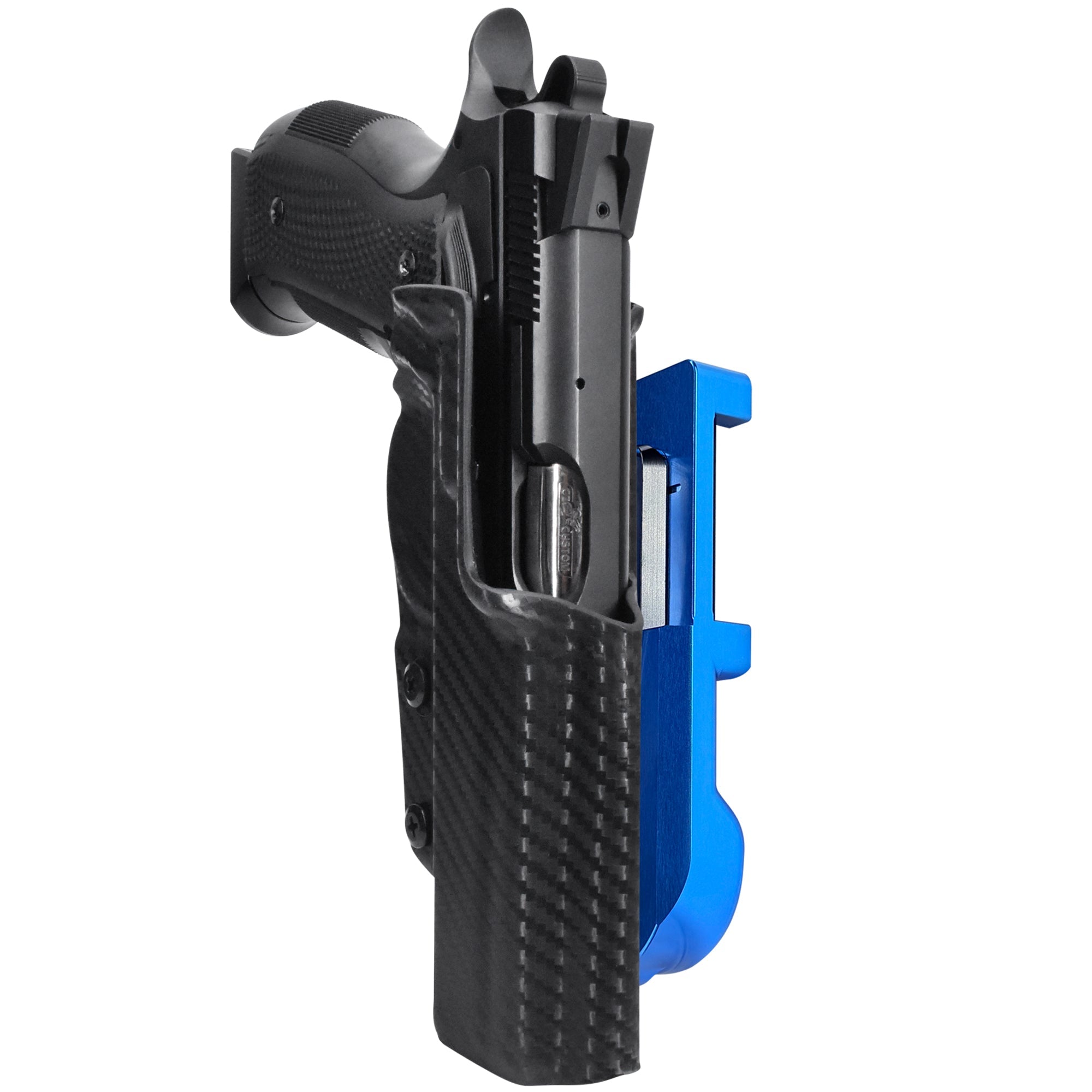 CZ A01-LD IDPA Quick Mount Holster with Blue Belt Attachment, Carbon Fiber Holster Shell
