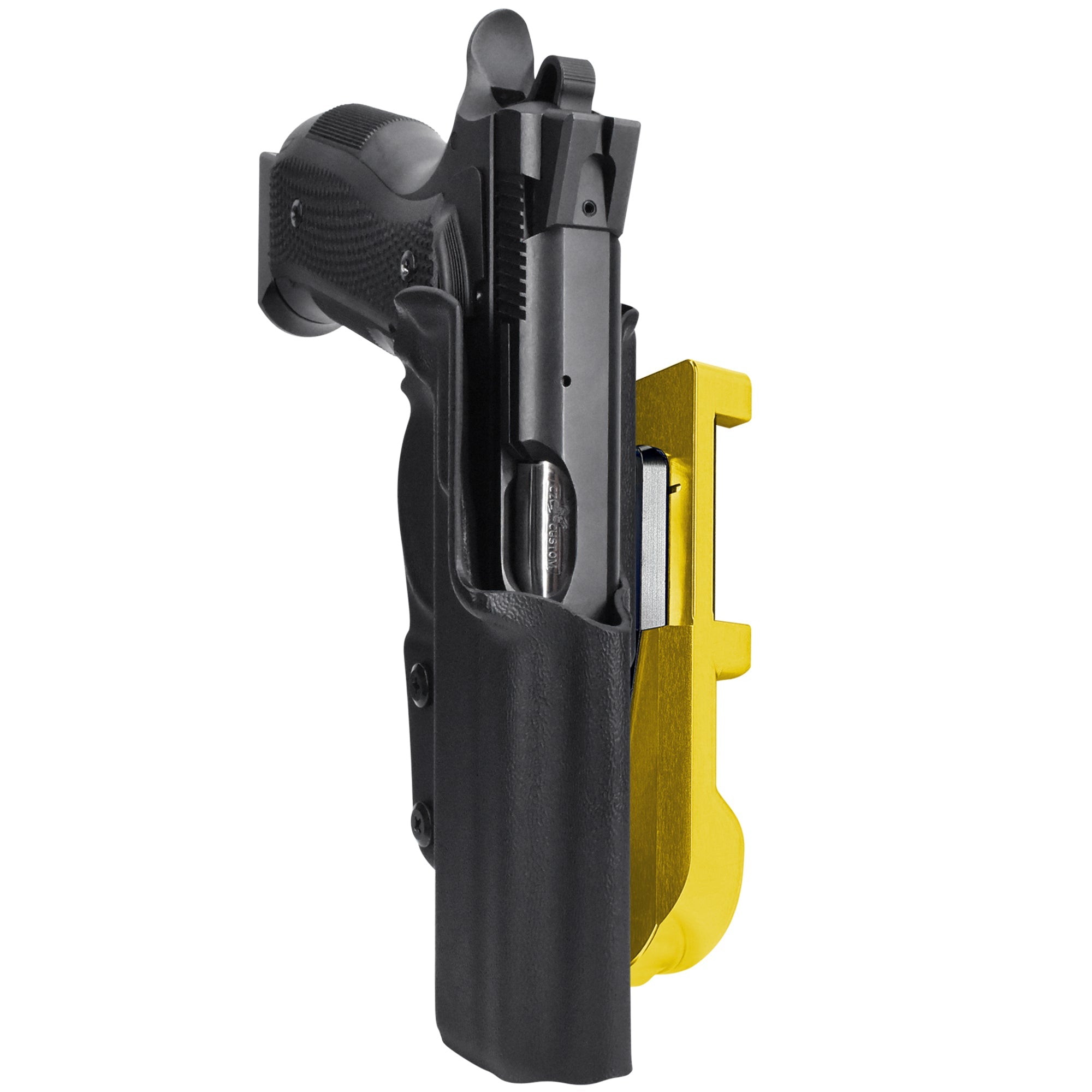 CZ A01-LD IDPA Quick Mount Holster with 24K Gold Belt Attachment, Black Holster Shell