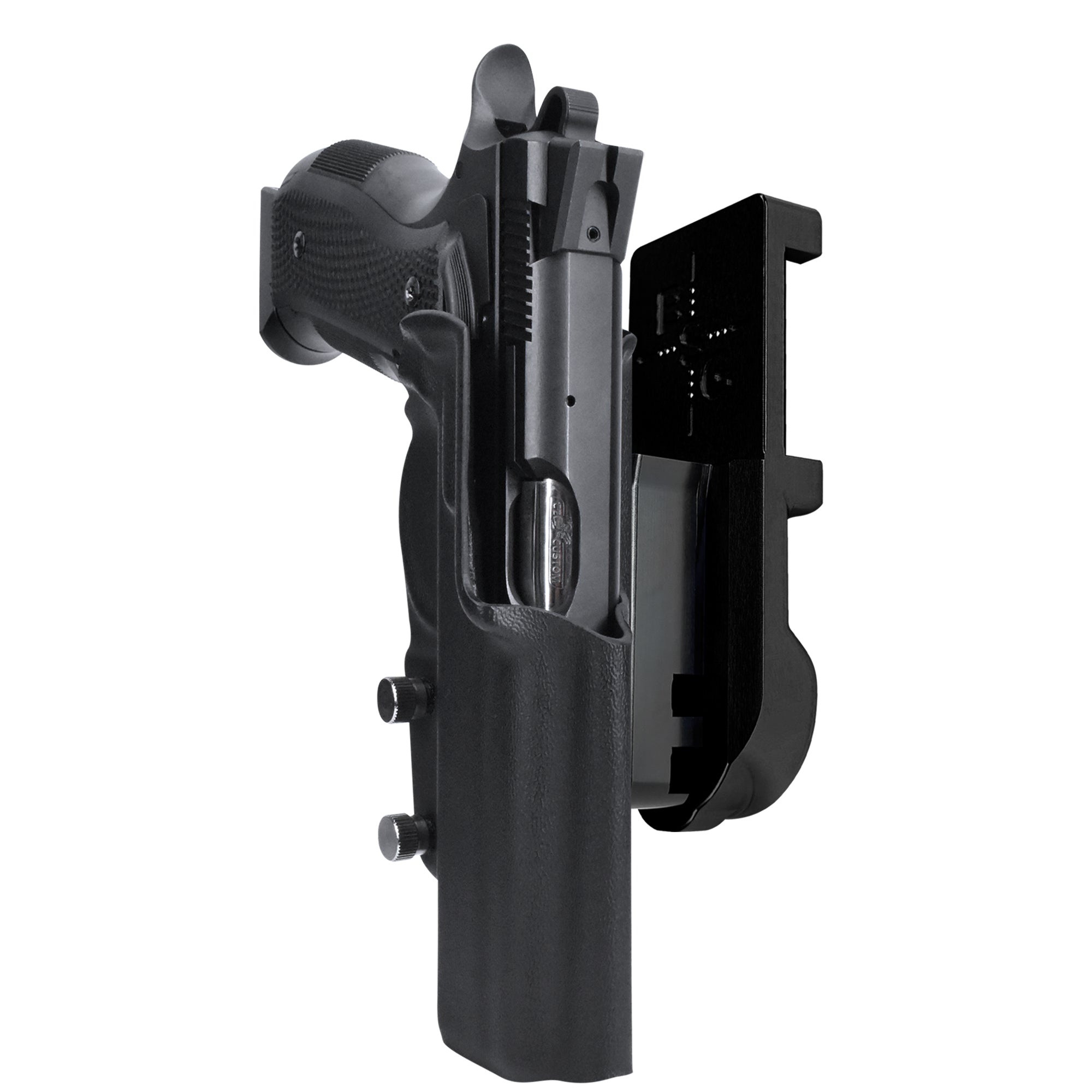CZ A01-LD IPSC/USPA Quick Mount Holster with Black Belt Attachment, Black Holster Shell