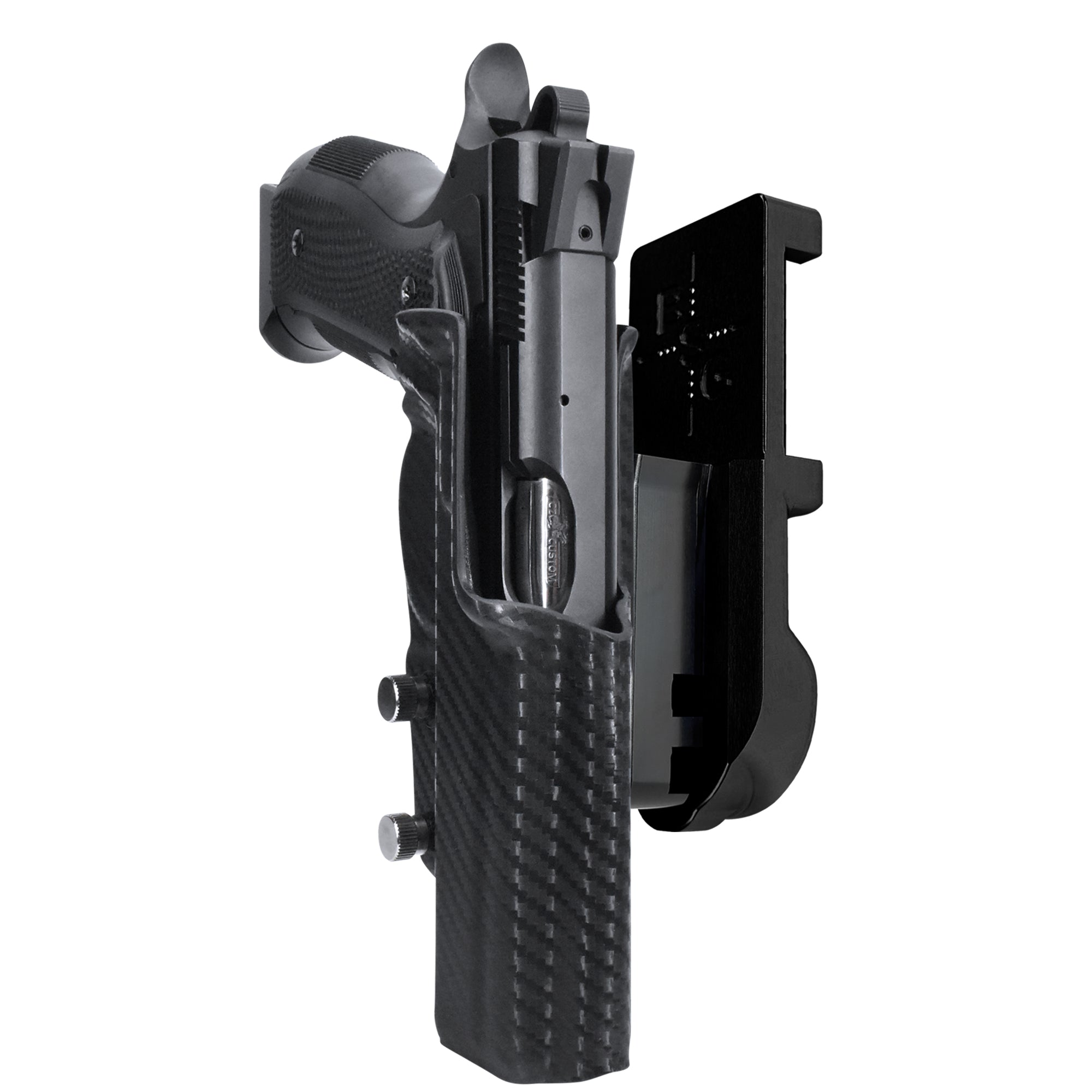 CZ A01-LD IPSC/USPA Quick Mount Holster with Black Belt Attachment, Carbon Fiber Holster Shell