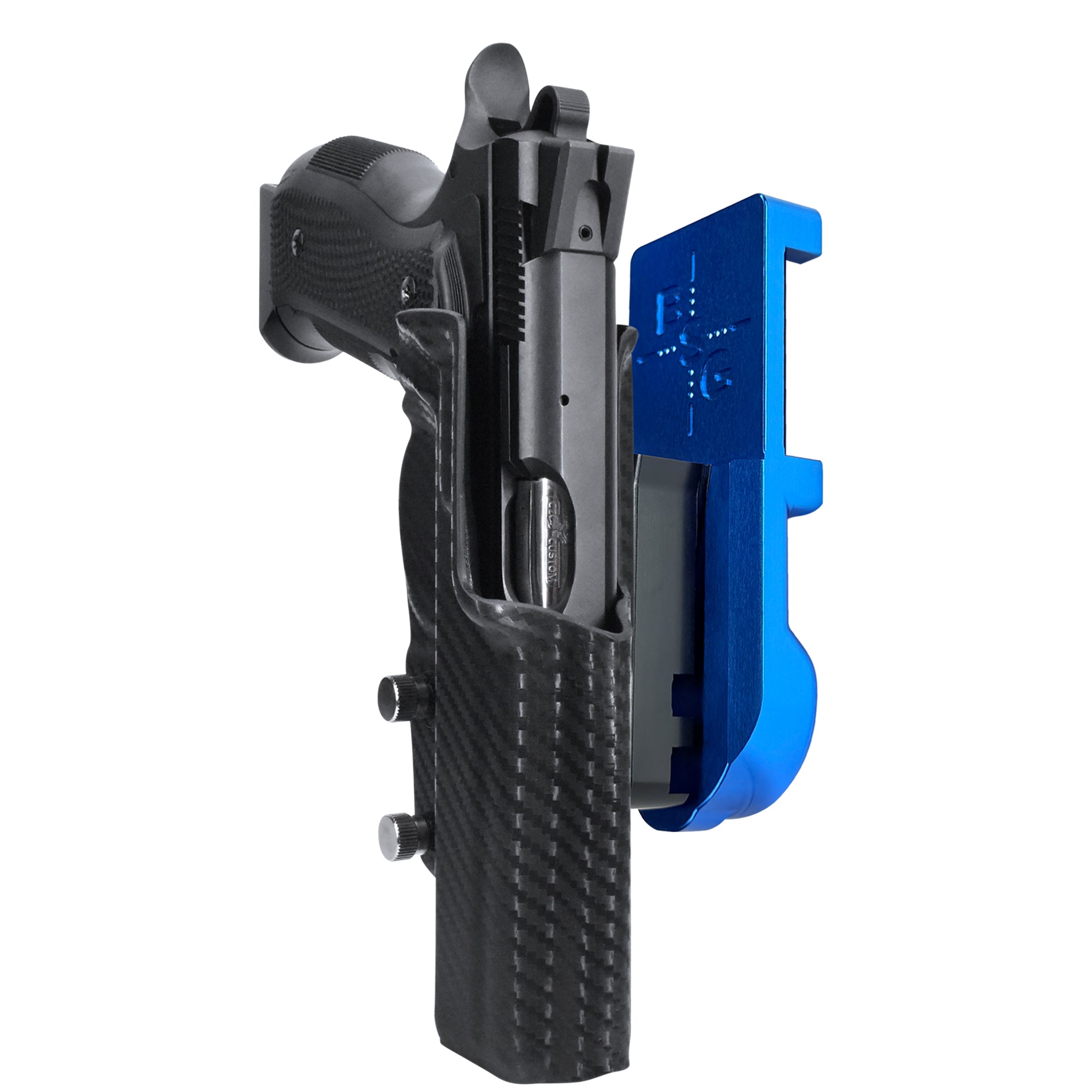CZ A01-LD IPSC/USPA Quick Mount Holster with Blue Belt Attachment, Carbon Fiber Holster Shell
