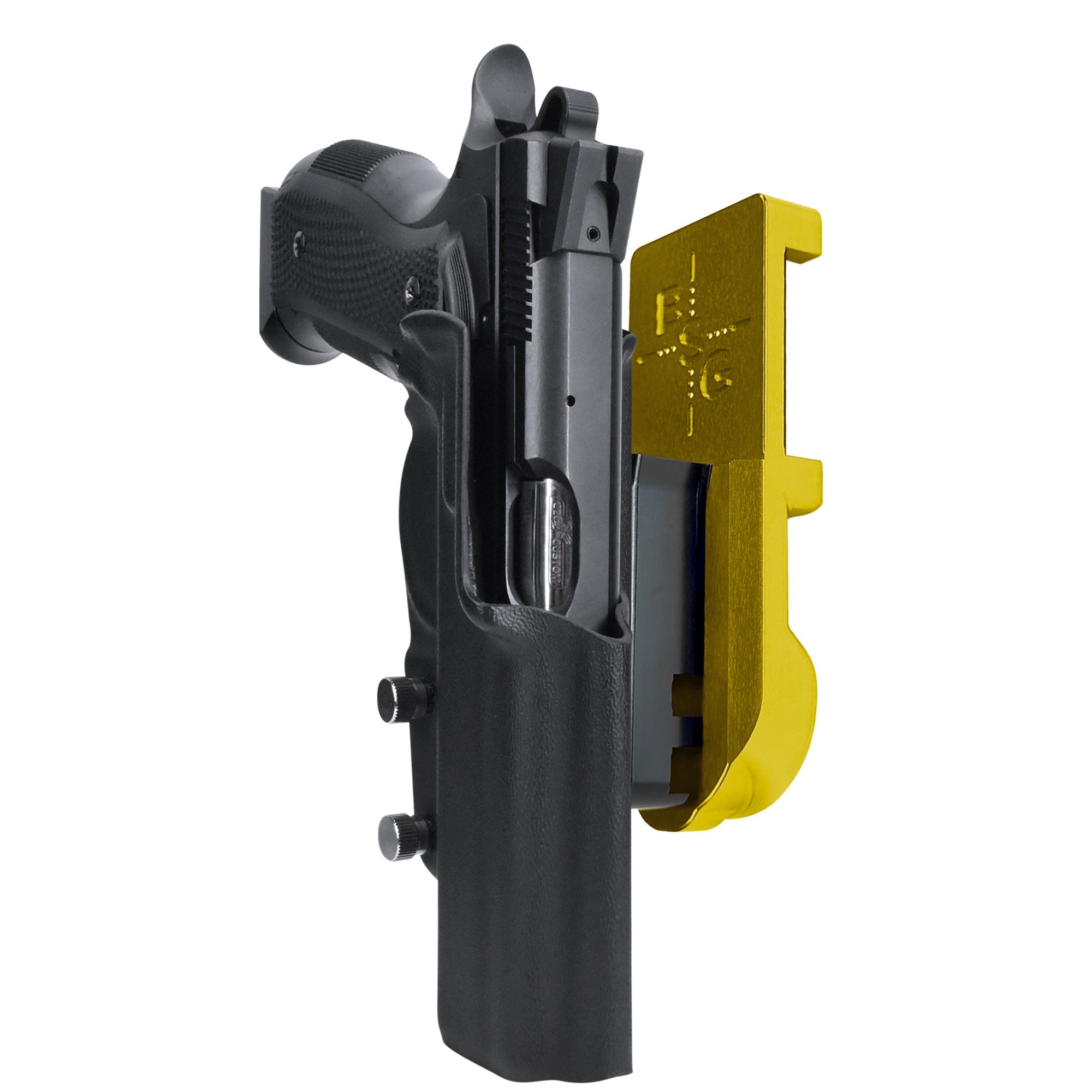 CZ A01-LD IPSC/USPA Quick Mount Holster with 24K Gold Belt Attachment, Black Holster Shell