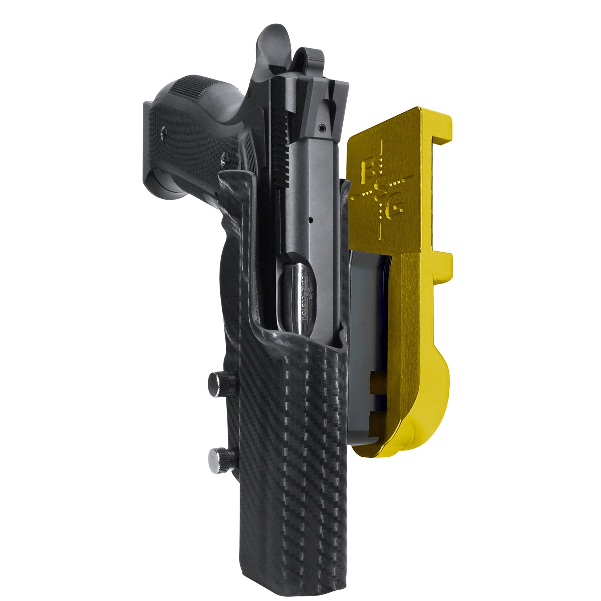 CZ A01-LD IPSC/USPA Quick Mount Holster with 24K Gold Belt Attachment, Carbon Fiber Holster Shell