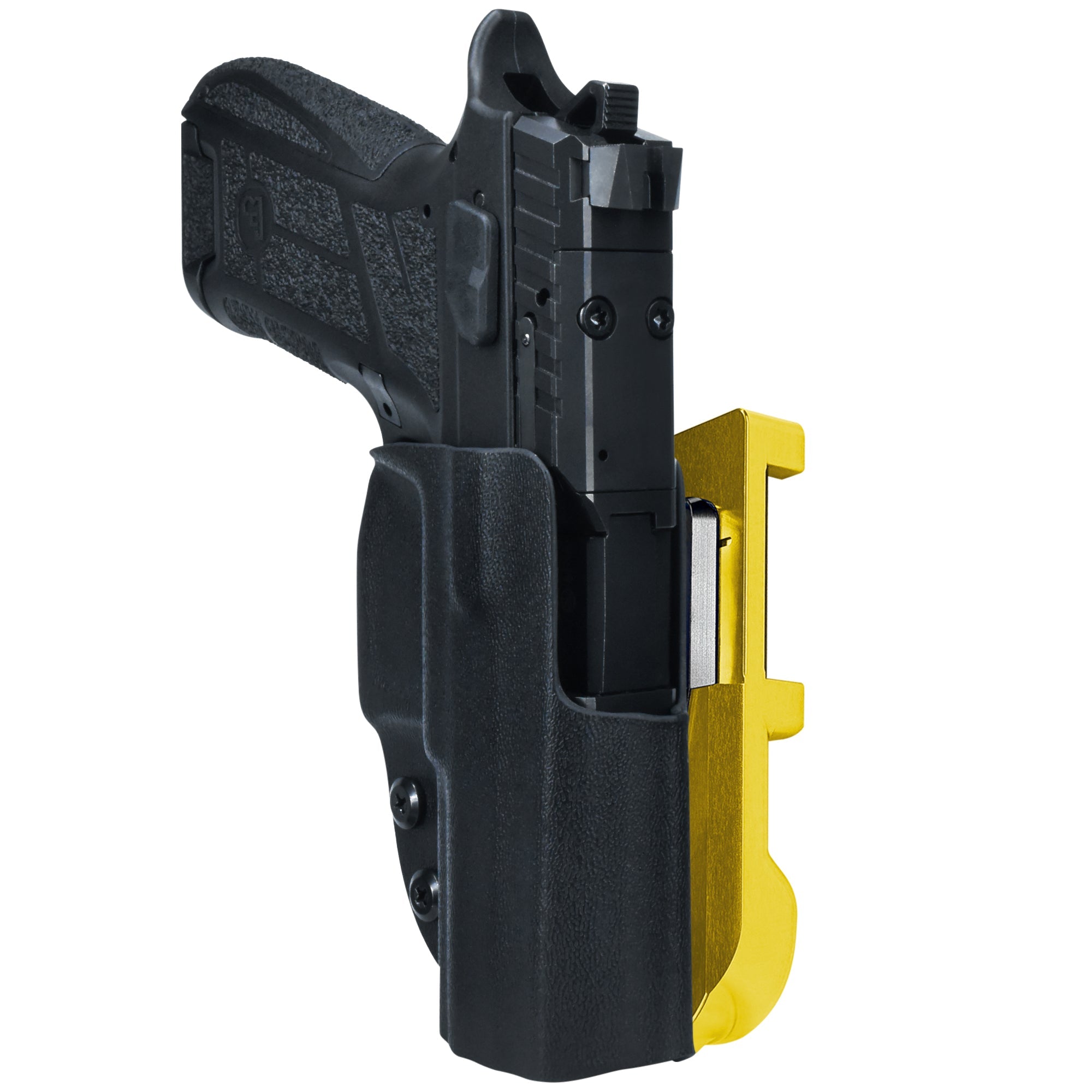 CZ P-09 C Nocturne IDPA Quick Mount Holster with 24K Gold Belt Attachment, Black Holster Shell