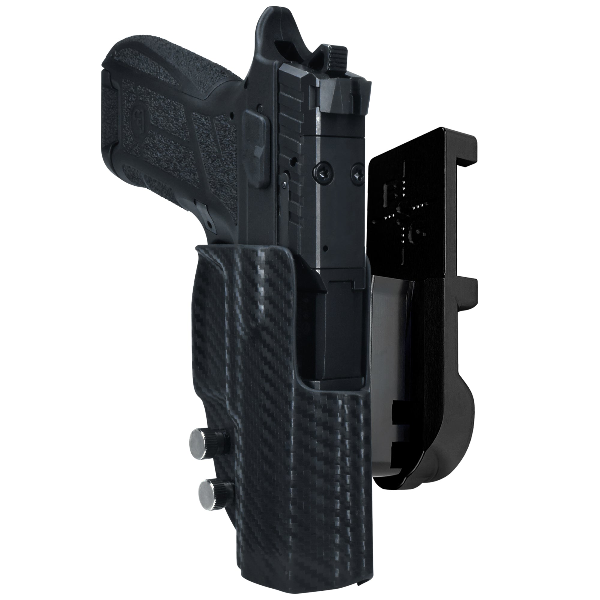 CZ P09 C Noturne IPSC/USPA Quick Mount Holster with Black Belt Attachment, Carbon Fiber Holster Shell