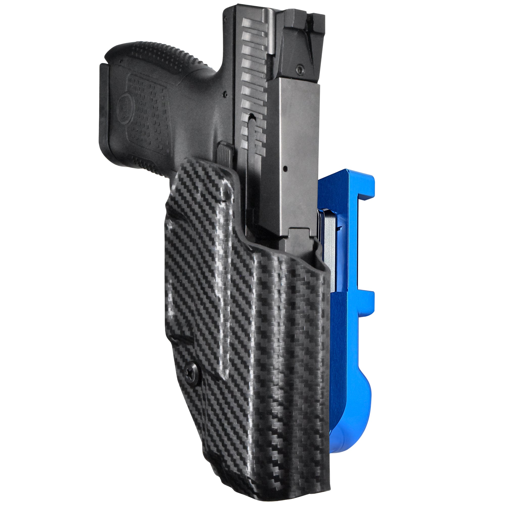 CZ P-10 S IDPA Quick Mount Holster with Blue Belt Attachment, Carbon Fiber Holster Shell