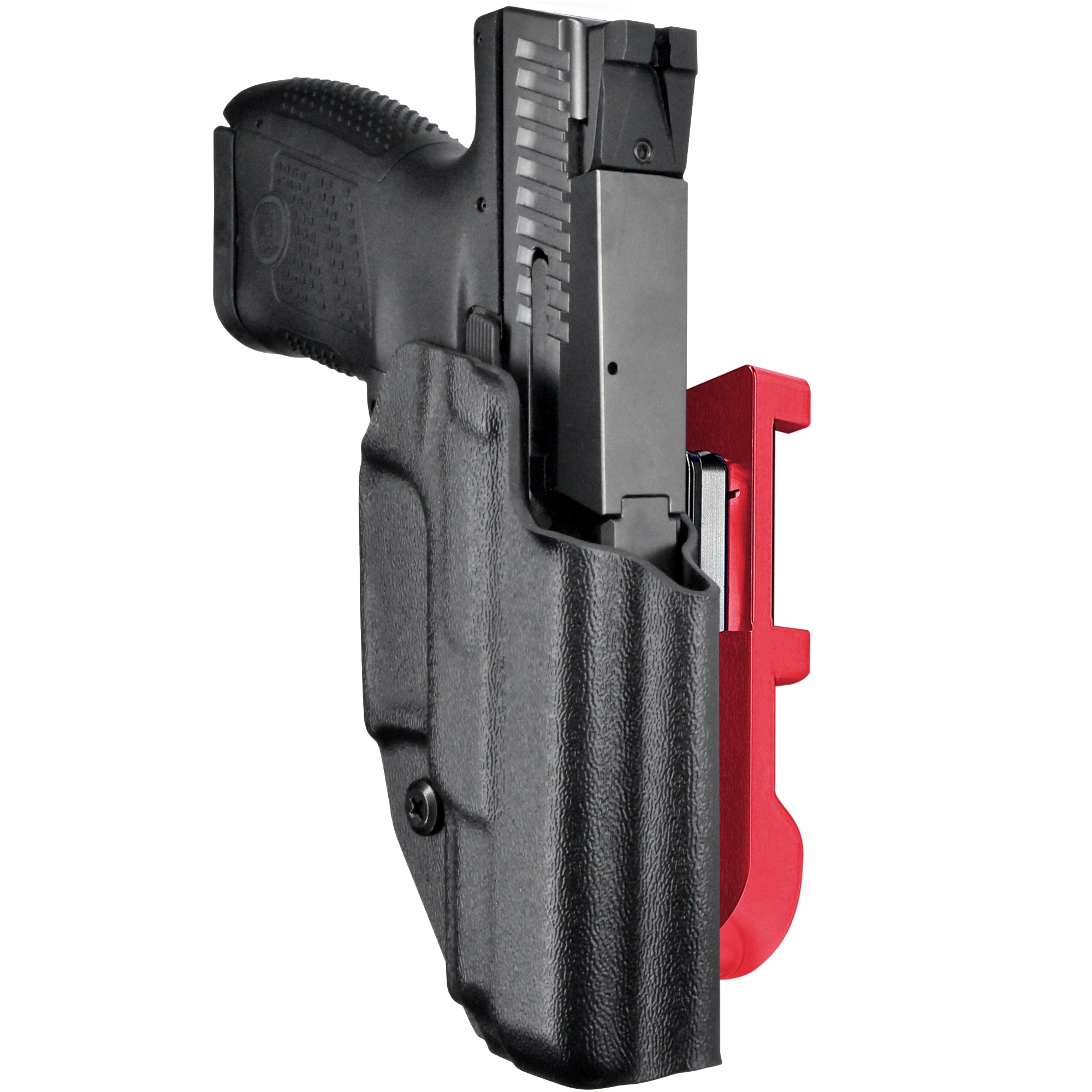 CZ P-10 S IDPA Quick Mount Holster with Red Belt Attachment, Black Holster Shell